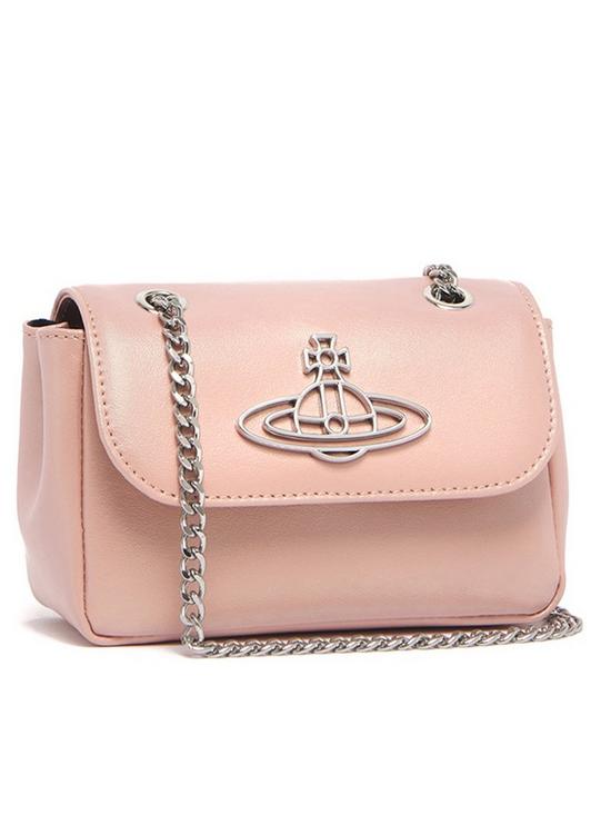 back image of vivienne-westwood-pearlised-leather-thin-line-orb-purse-withnbspchain-pink