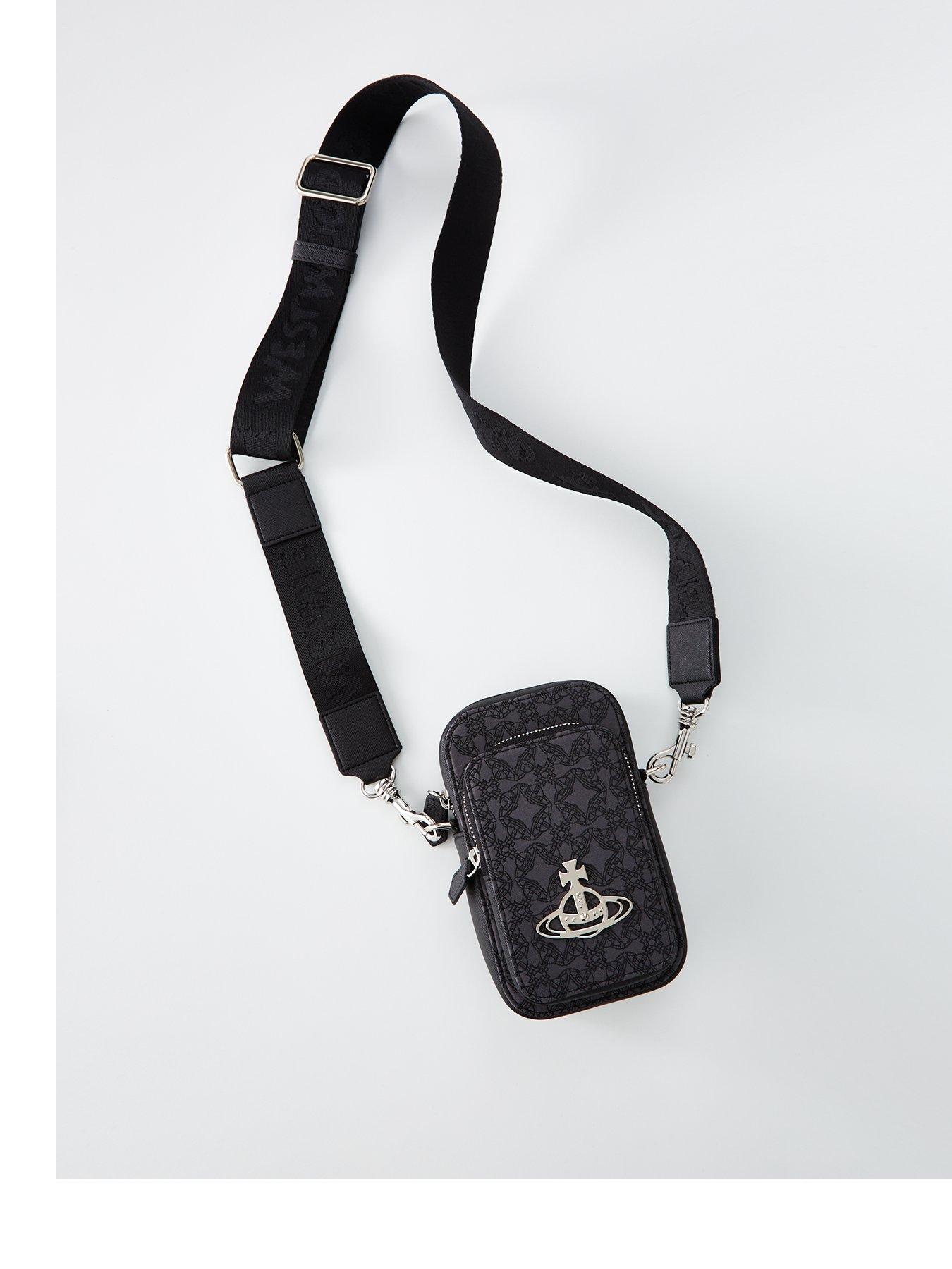 Vivienne Westwood JACQUARD ORBORAMA PHONE CROSSBODY BAG UNISEX - Across  body bag - mini black/ grey/black 