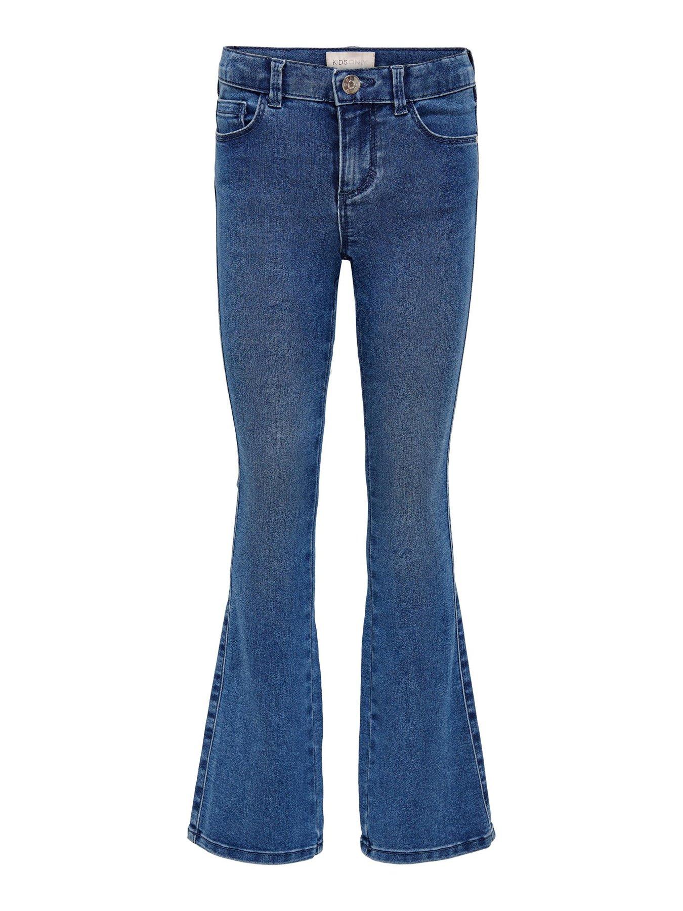 Image 2 of 4 of Only Kids Girls Royal Life Flared 504 Jeans - Medium Blue Denim