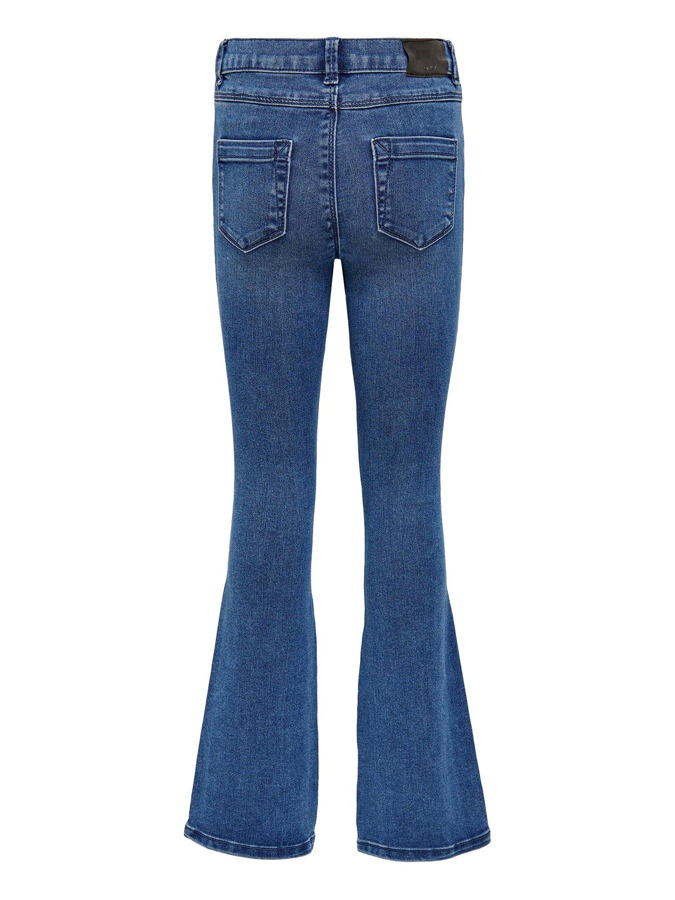 Image 3 of 4 of Only Kids Girls Royal Life Flared 504 Jeans - Medium Blue Denim