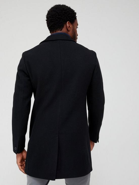 Very Man Faux Wool Over Coat - Black | very.co.uk
