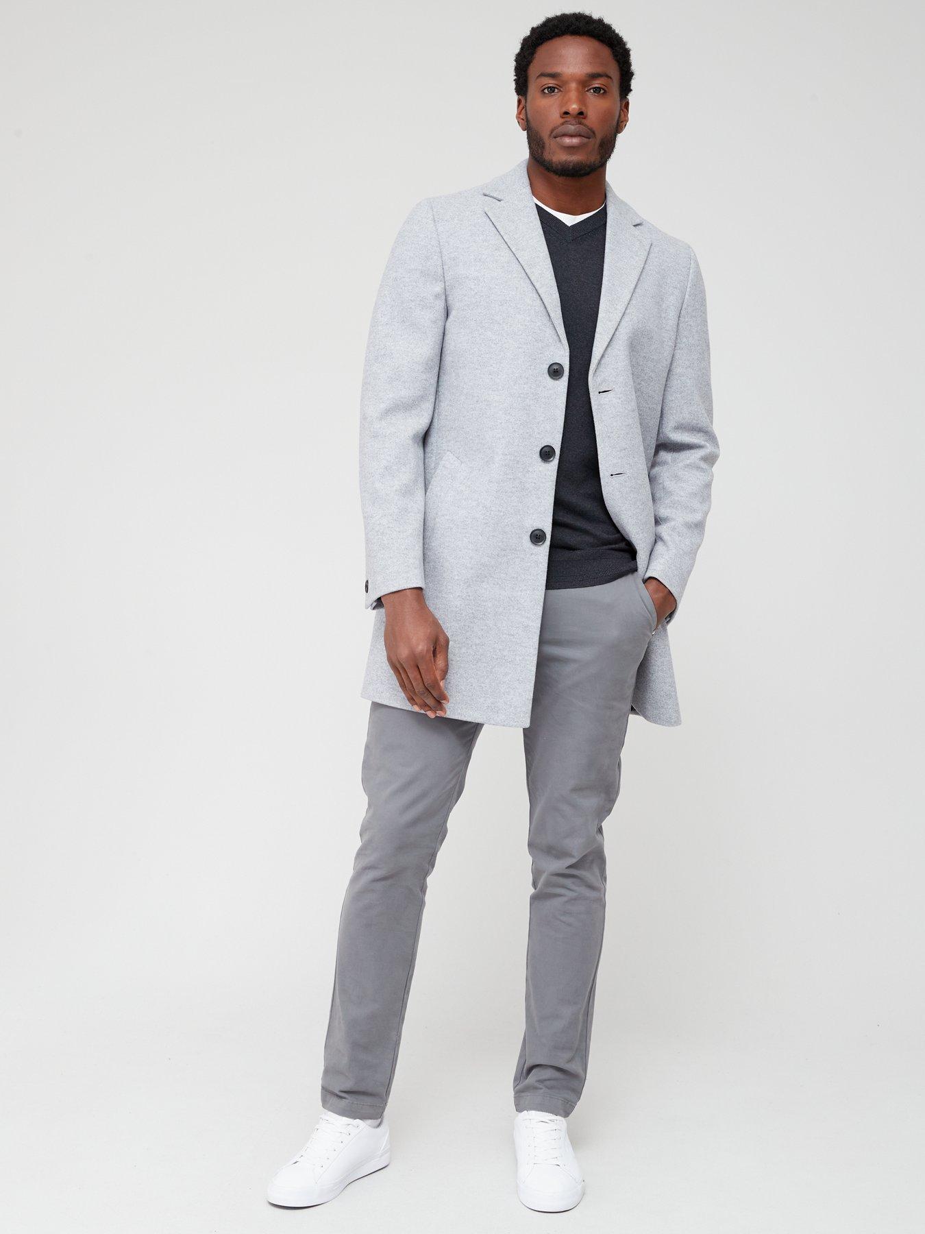 Very Man Faux Wool Over Coat - Grey | Very.co.uk