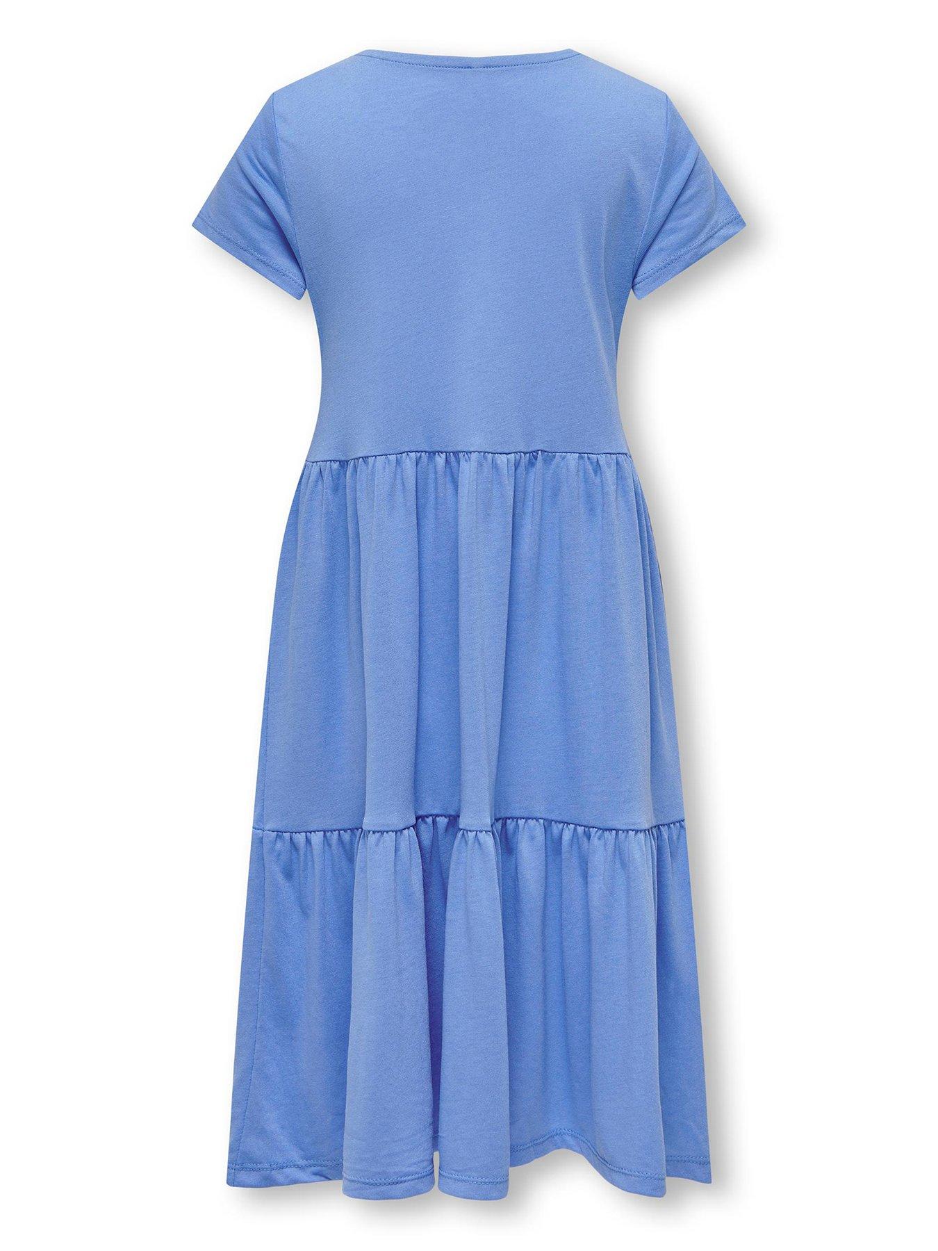 Only Kids Girls Short Sleeve Jersey Maxi Dress Provence Blue very