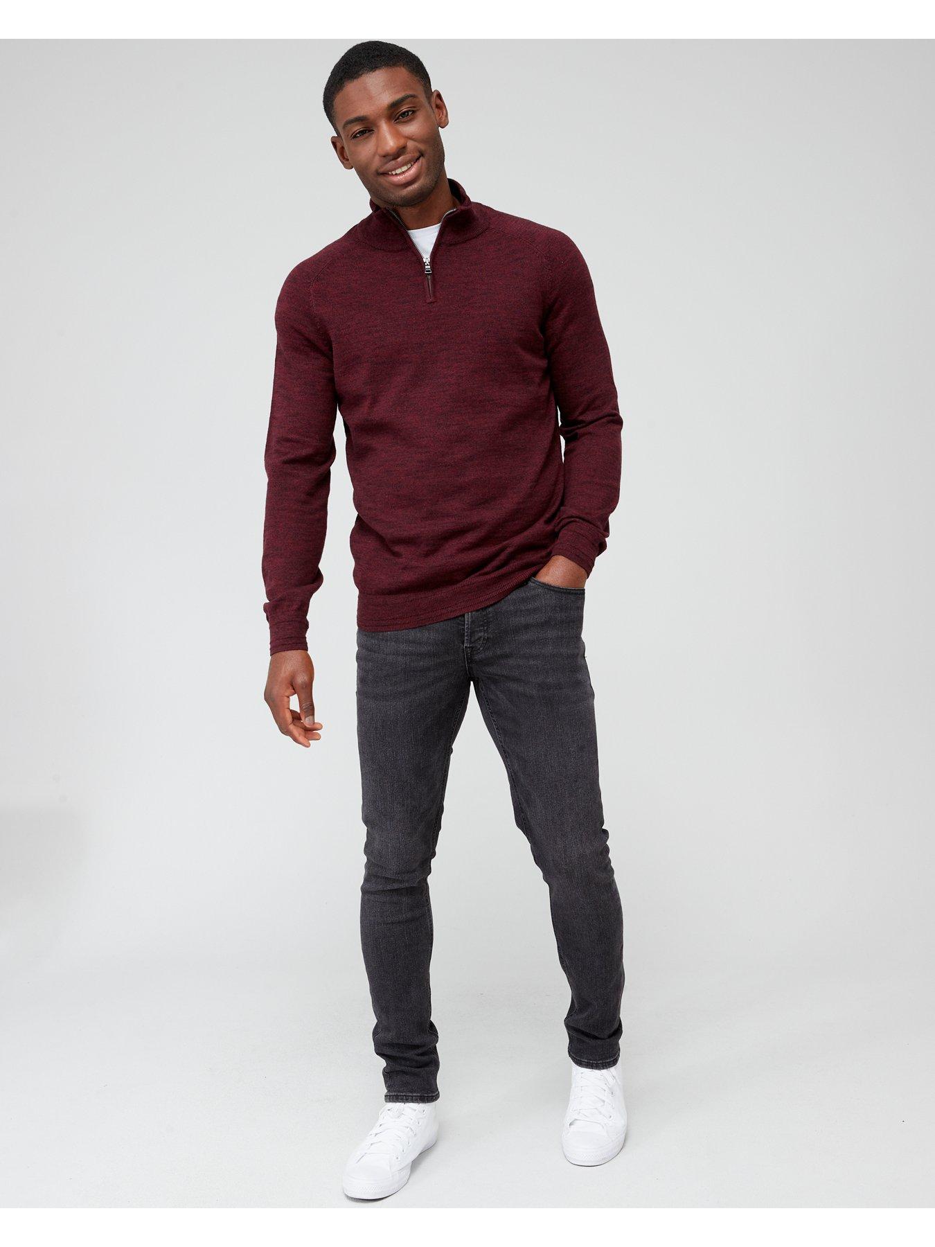 Mens dark clearance red sweater