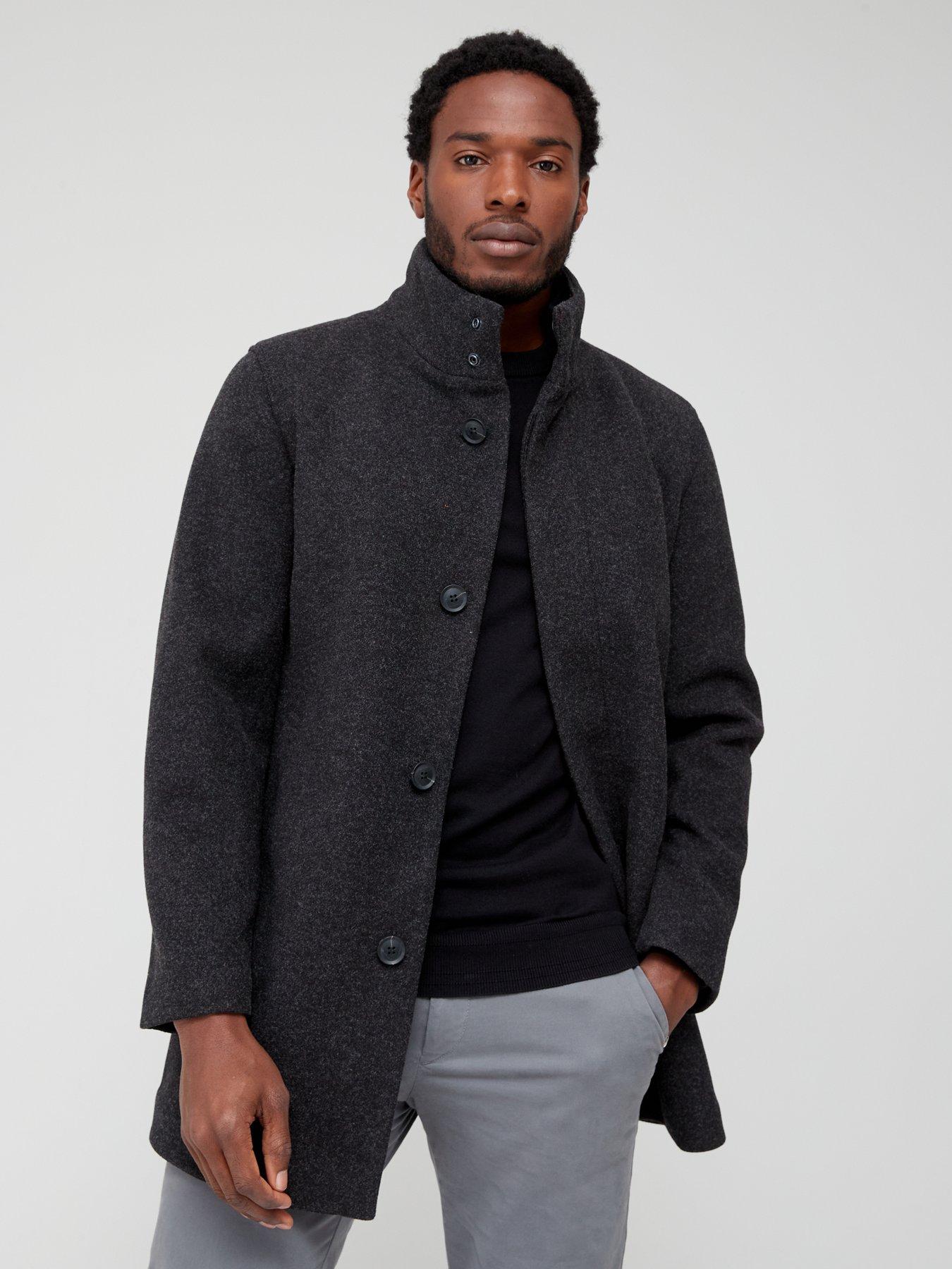 Gray wool 2024 overcoat mens