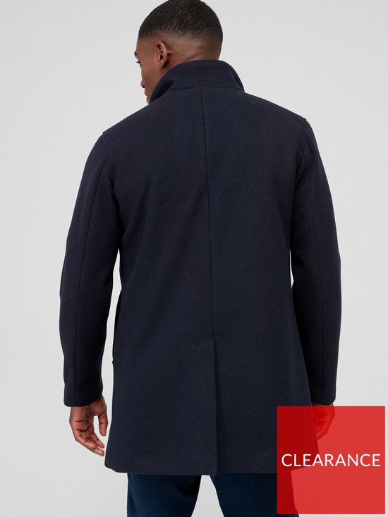 stillFront image of very-man-faux-wool-funnel-neck-coat-navy