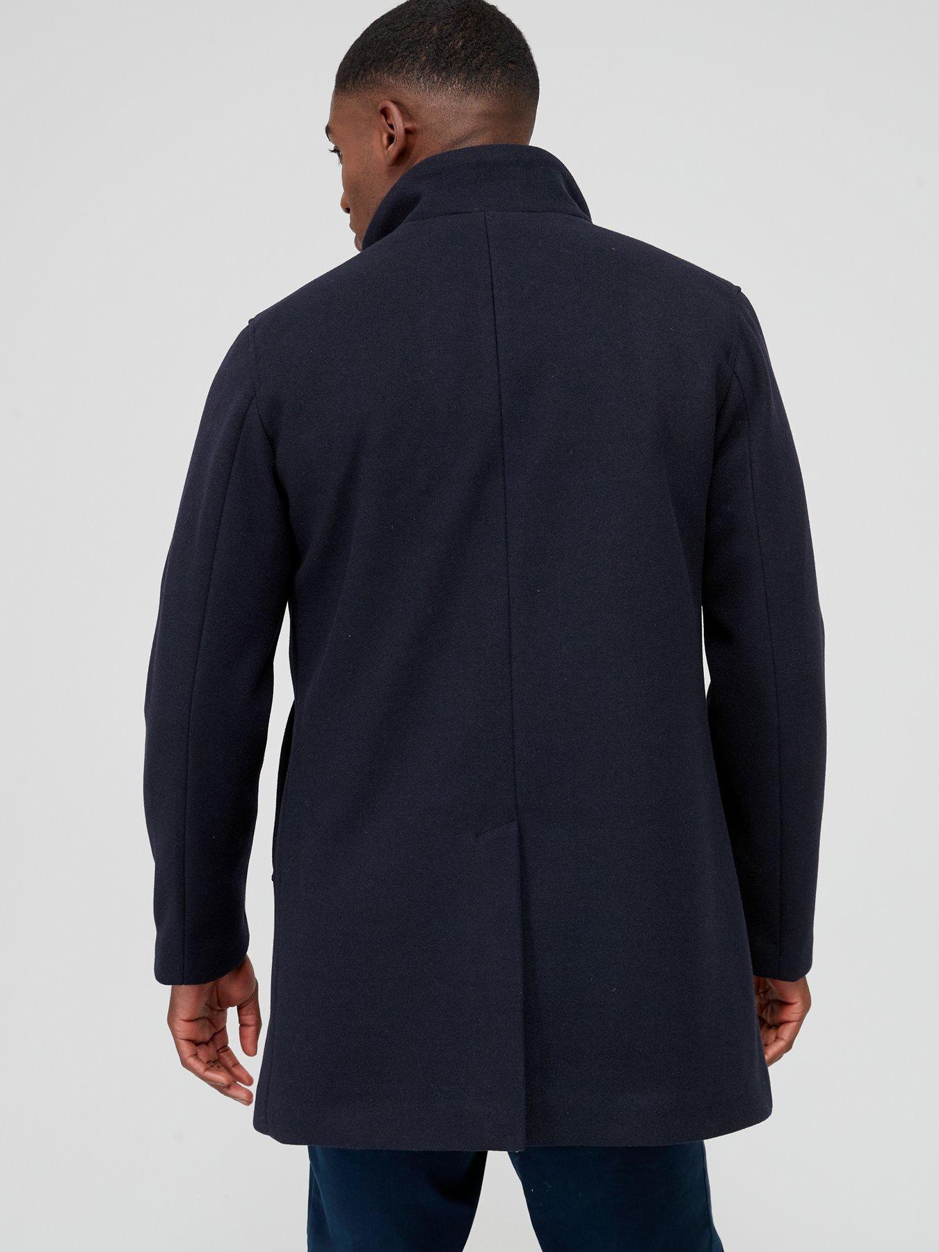 Mens navy best sale funnel neck coat