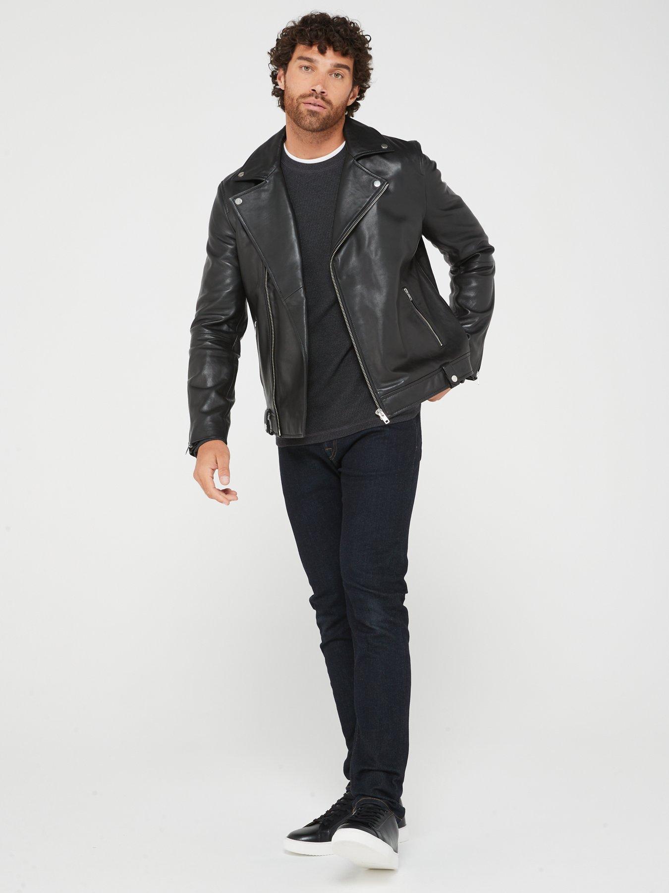 Male leather clearance biker jacket