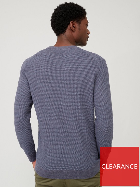 stillFront image of very-man-textured-knitted-crew-blue