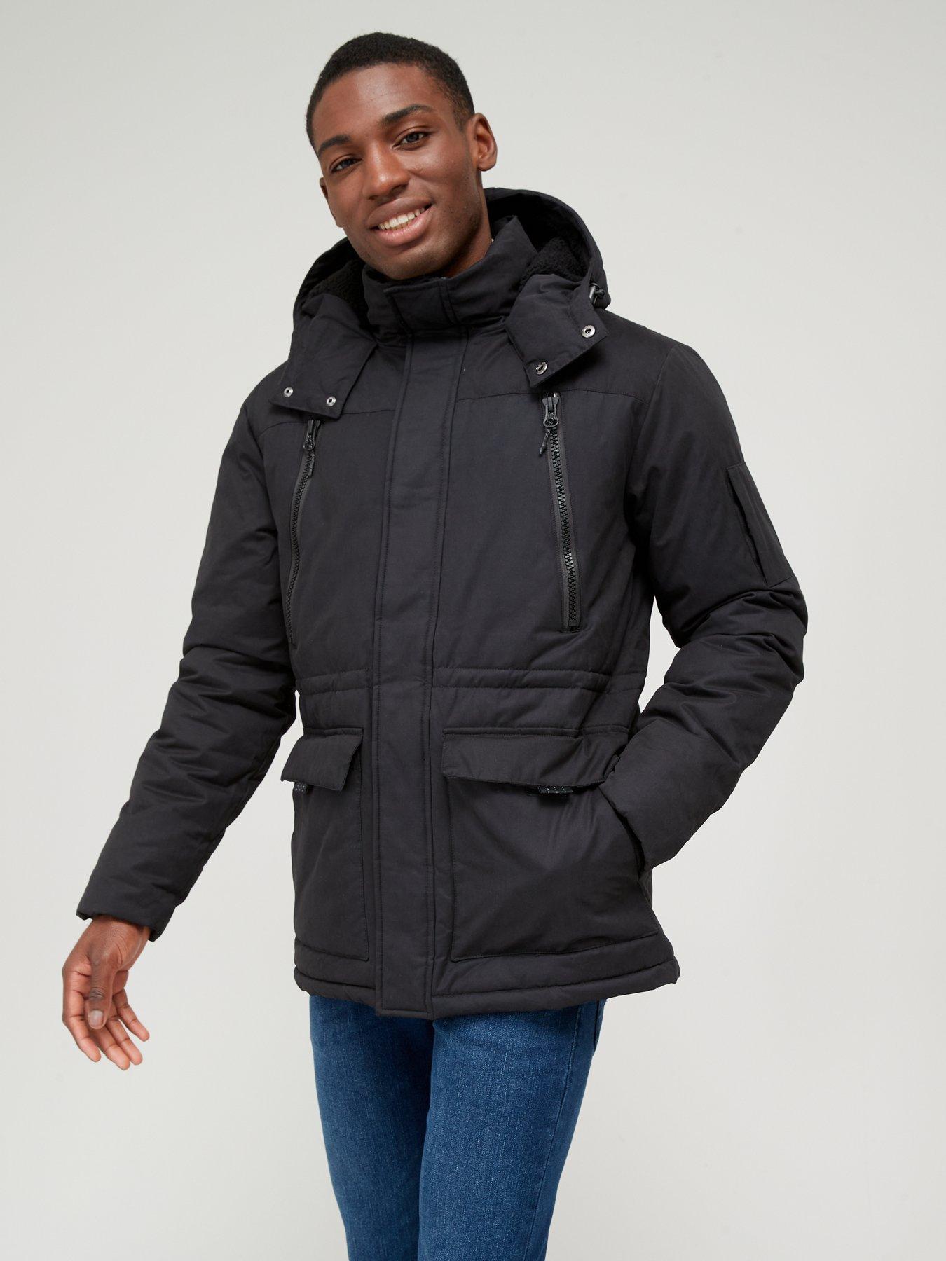 Mens borg jacket black hot sale