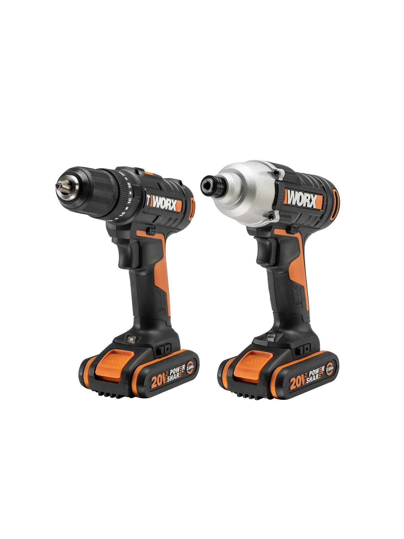 Image 2 of 7 of Worx 20V Drill Twin Pack Hammer Drill &amp; Impact Driver with x2.0Ah Battery and Charger