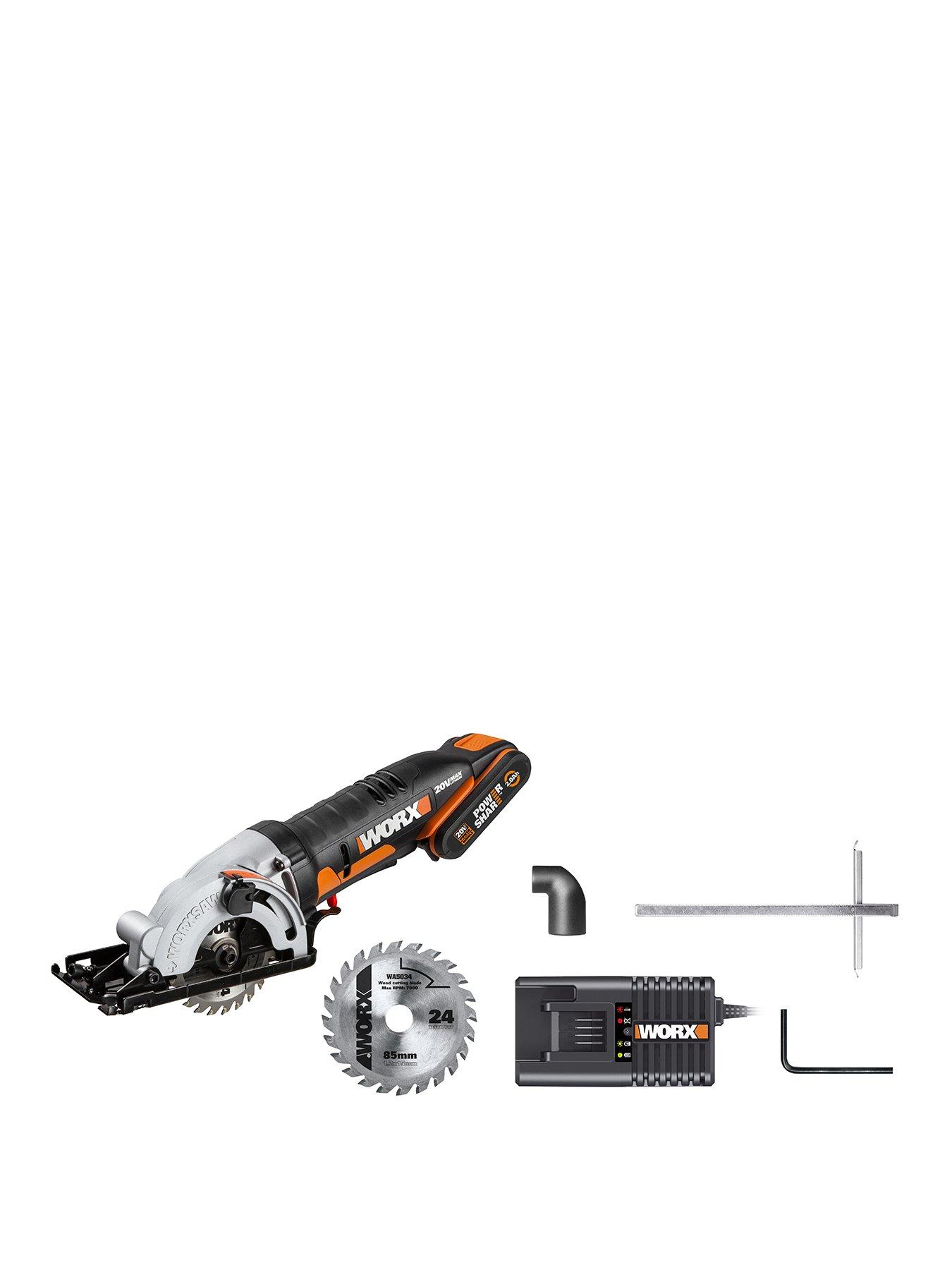 Product photograph of Worx 20v Cordless Compact 85mm Circular Saw Wx527 from very.co.uk