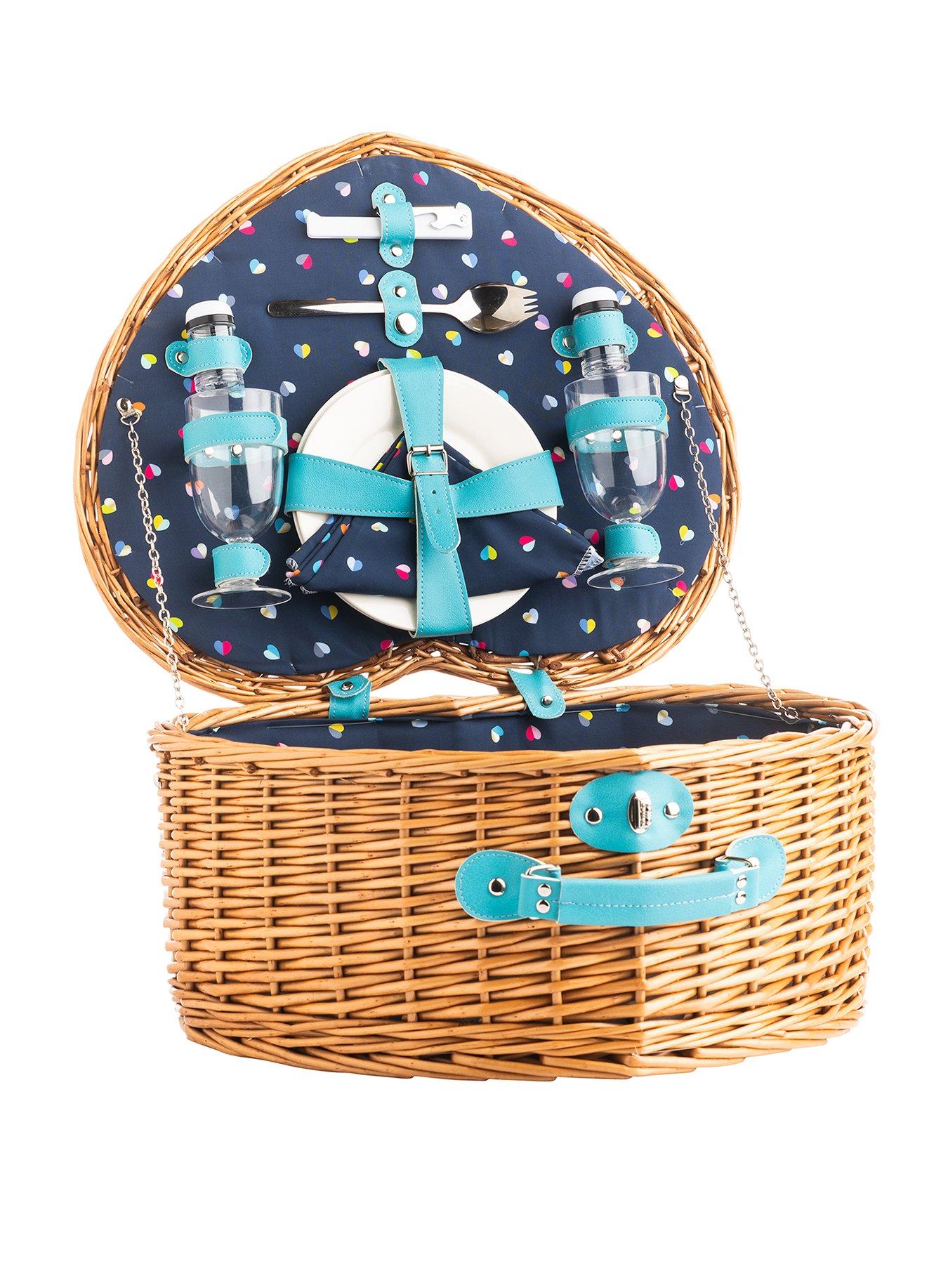 BEAU & ELLIOT Confetti Mini - 2 Person Heart Shape Filled Wicker Picnic  Basket Set | Very.co.uk