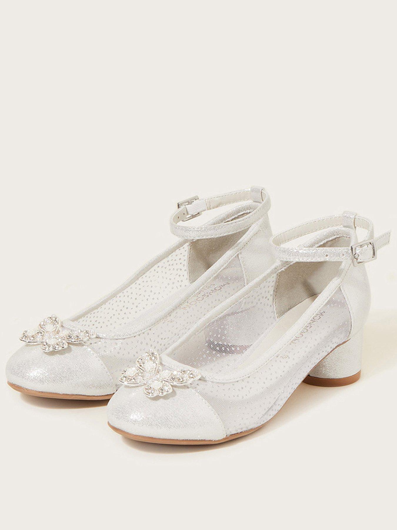 Flower girl best sale shoes silver