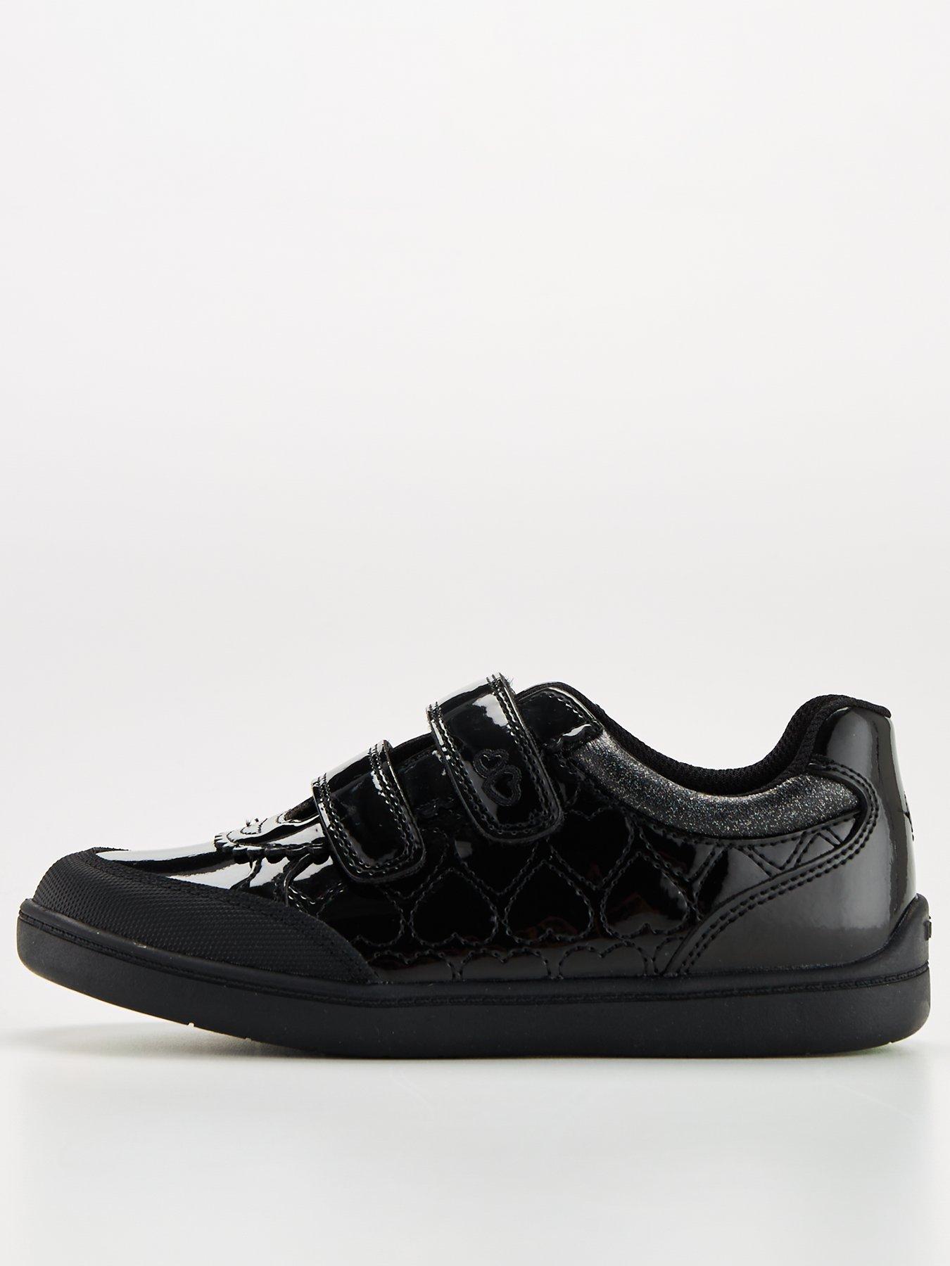 Image of V by Very ToeZone Girls Leather Heart Strap Trainers - Black