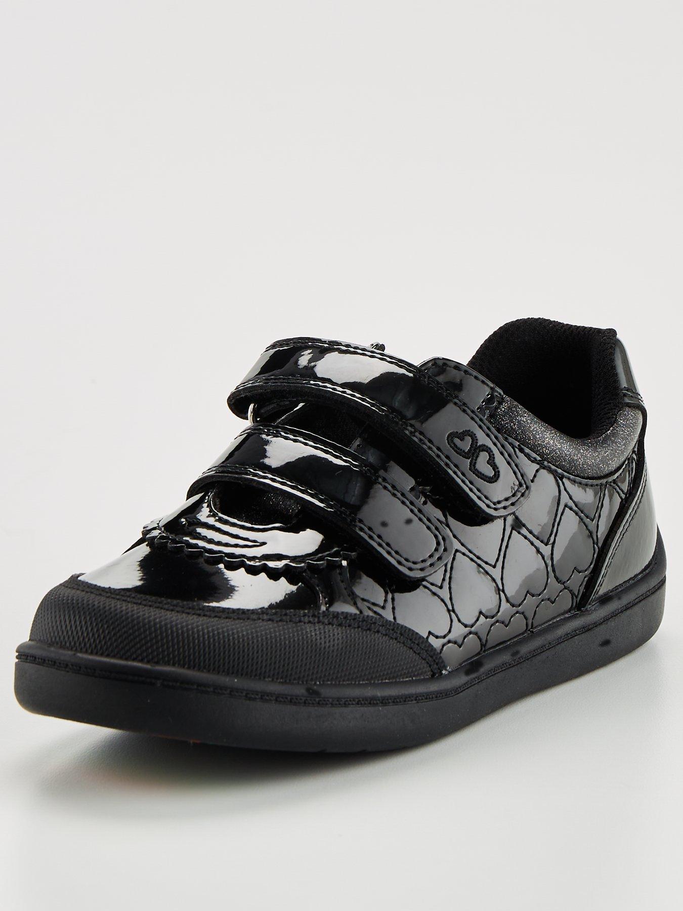 Girls black leather on sale trainers