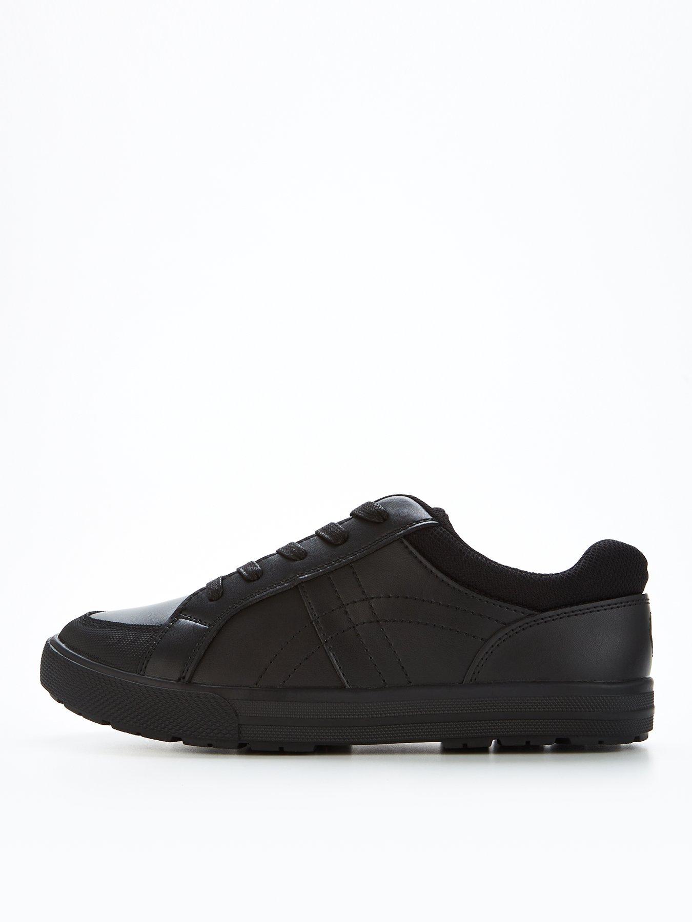 Black leather cheap school trainers