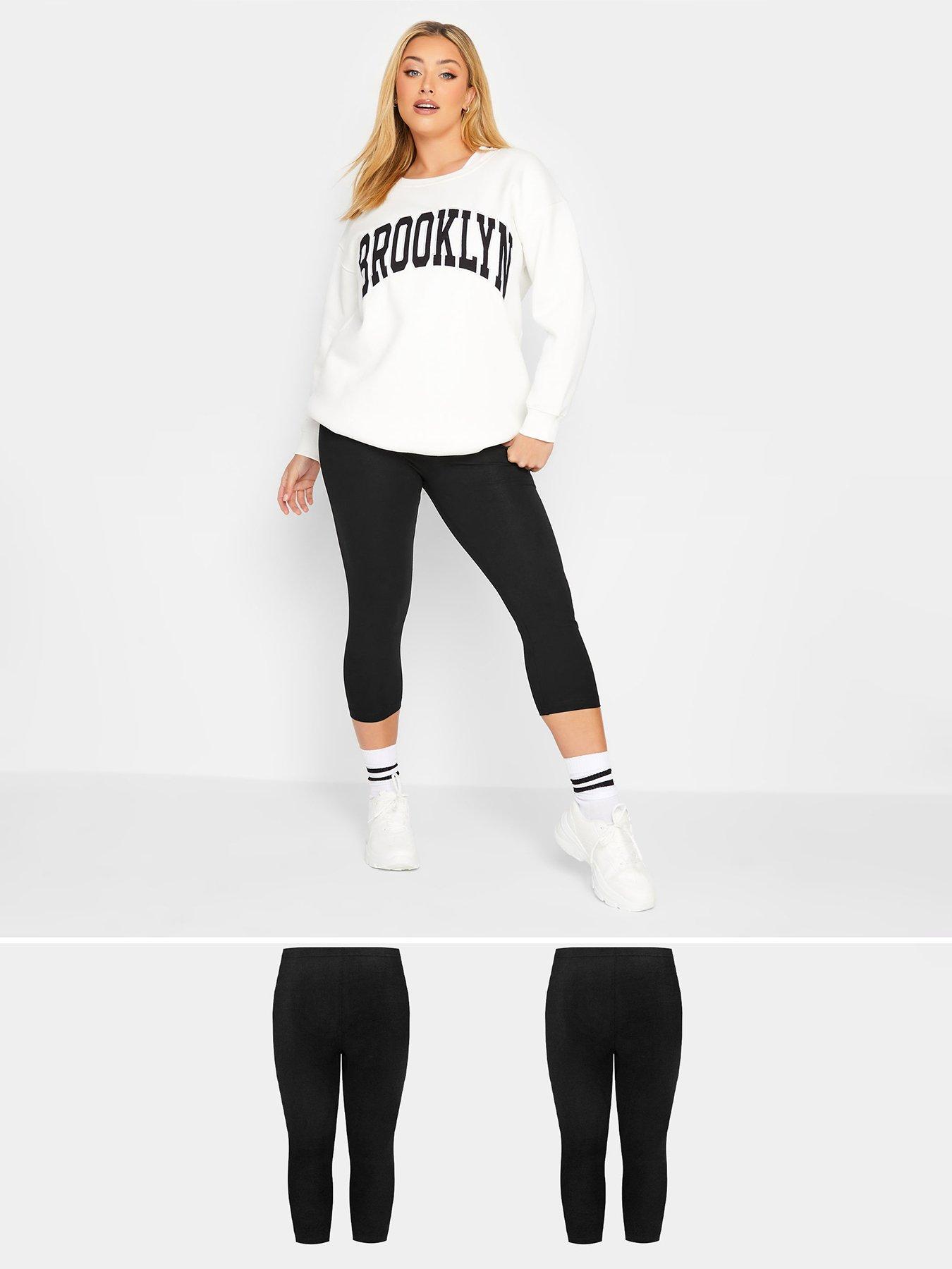 Yours Crop Legging 2Pk, Black, Size 38-40, Women
