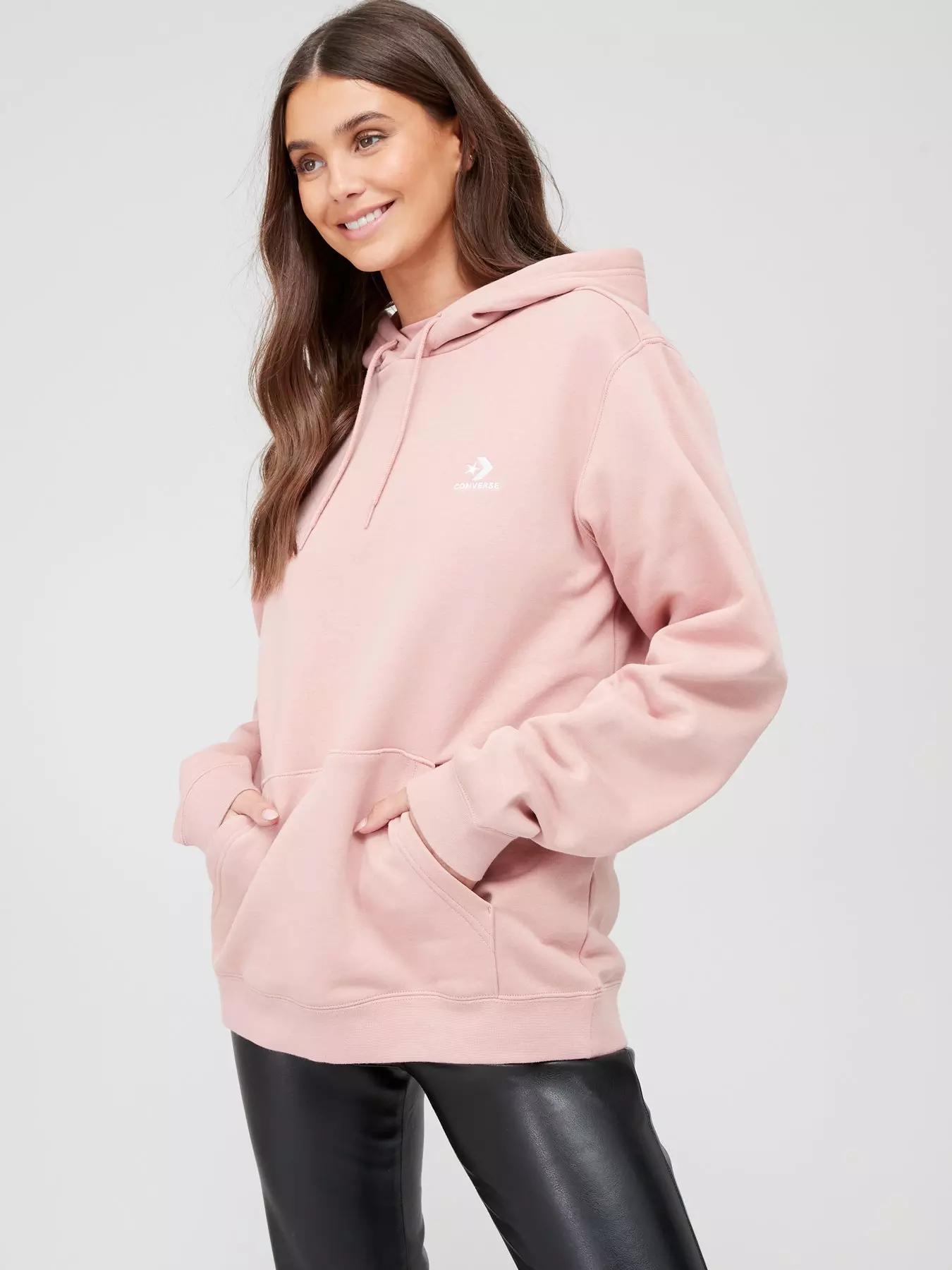 Converse Embroidered Star Chevron Hoodie - Pink