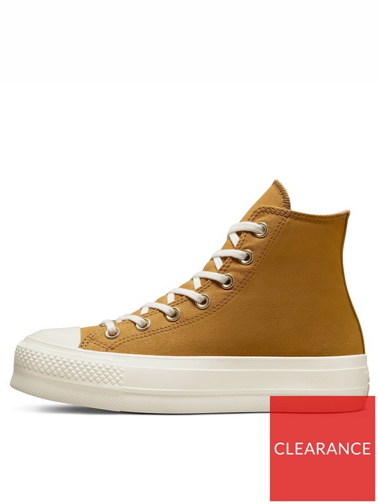 front image of converse-womens-chuck-taylor-all-star-lift-hi-top-trainers-tan
