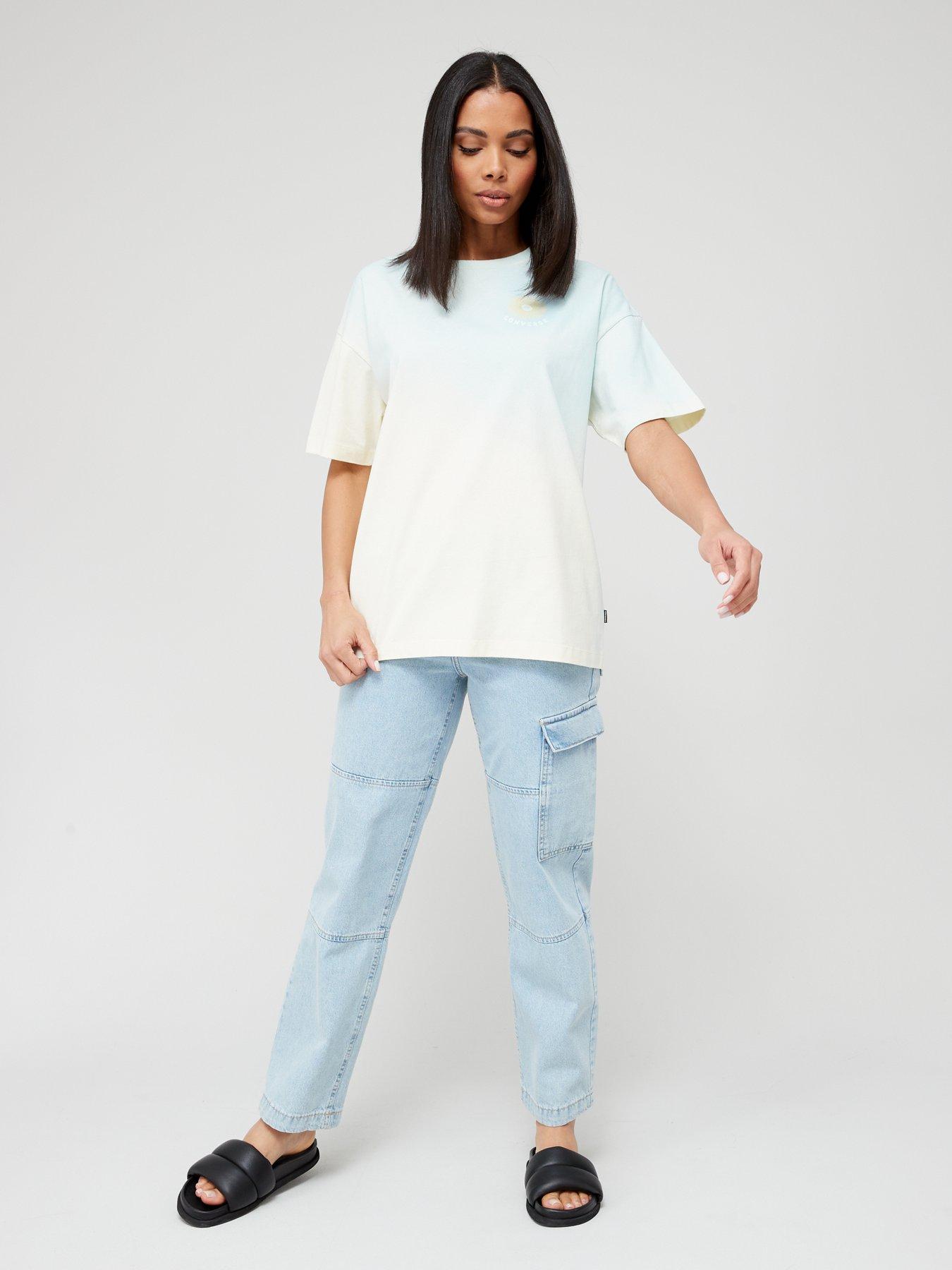Image 2 of 3 of Converse Spray Dip Oversized T-Shirt - Cream
