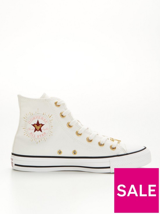 front image of converse-womens-chuck-taylor-all-star-hi-top-trainers-off-white