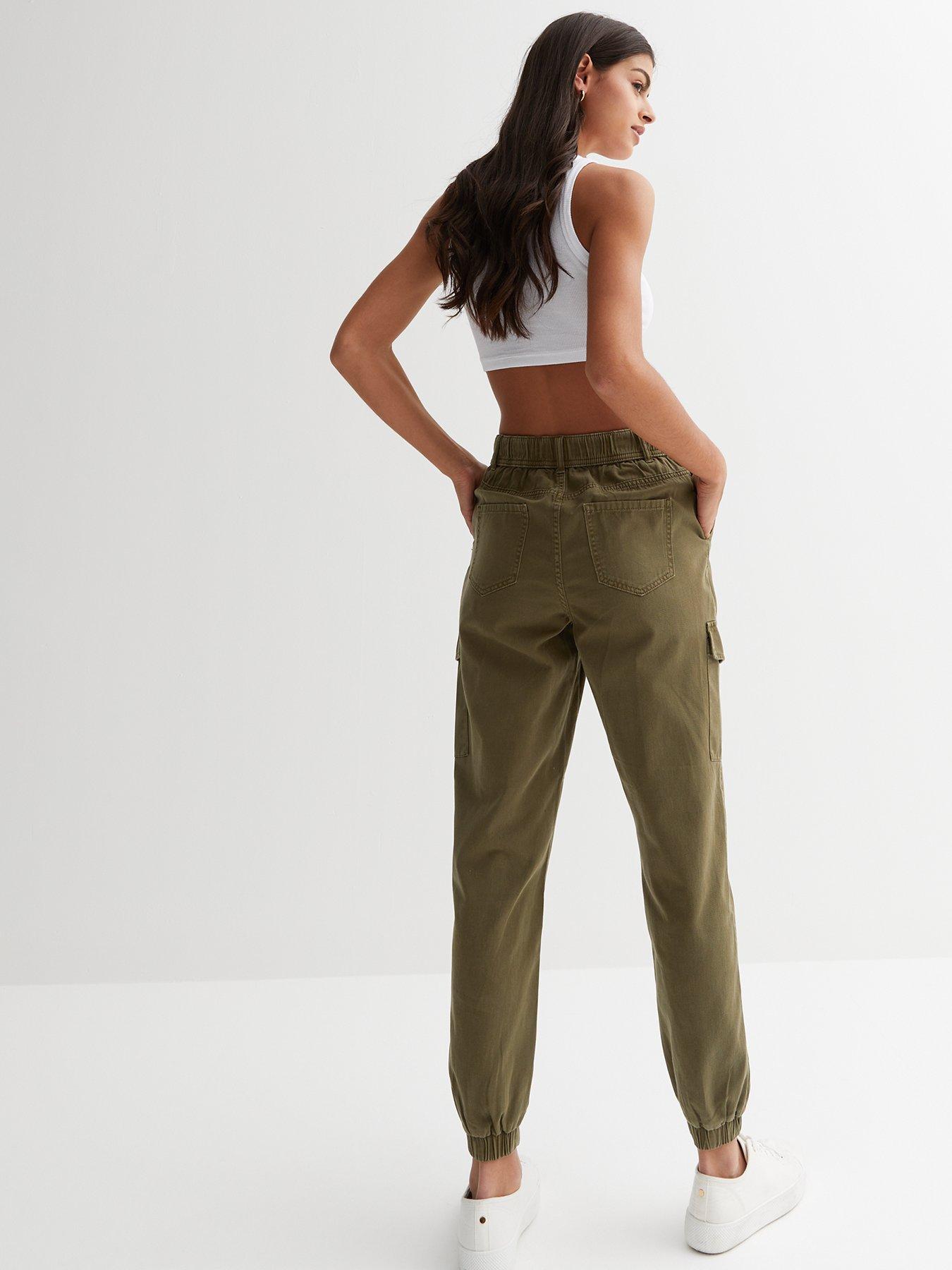 New Look Khaki Cotton Cuffed Cargo Trousers very