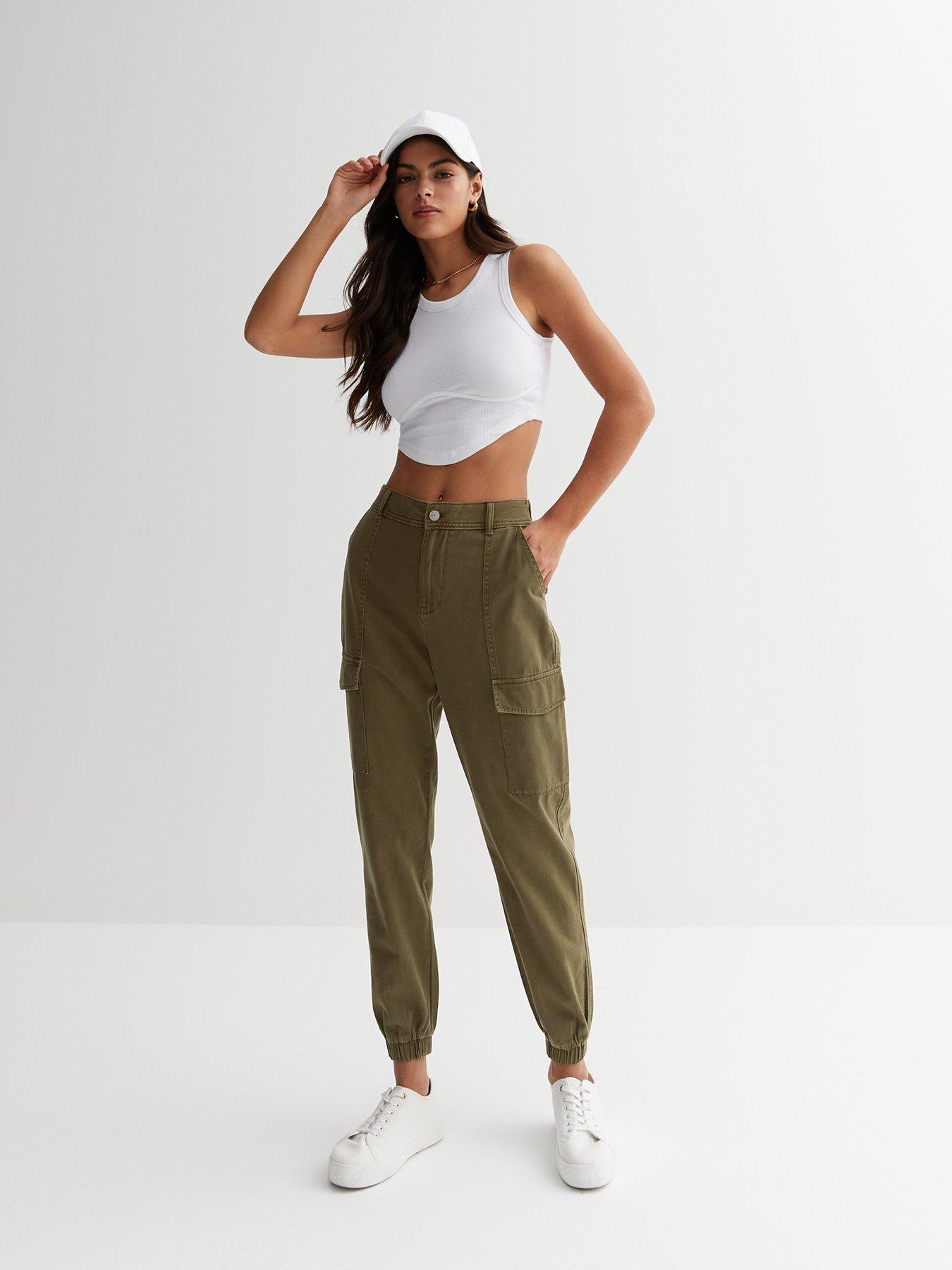 Ladies khaki cargo on sale trousers