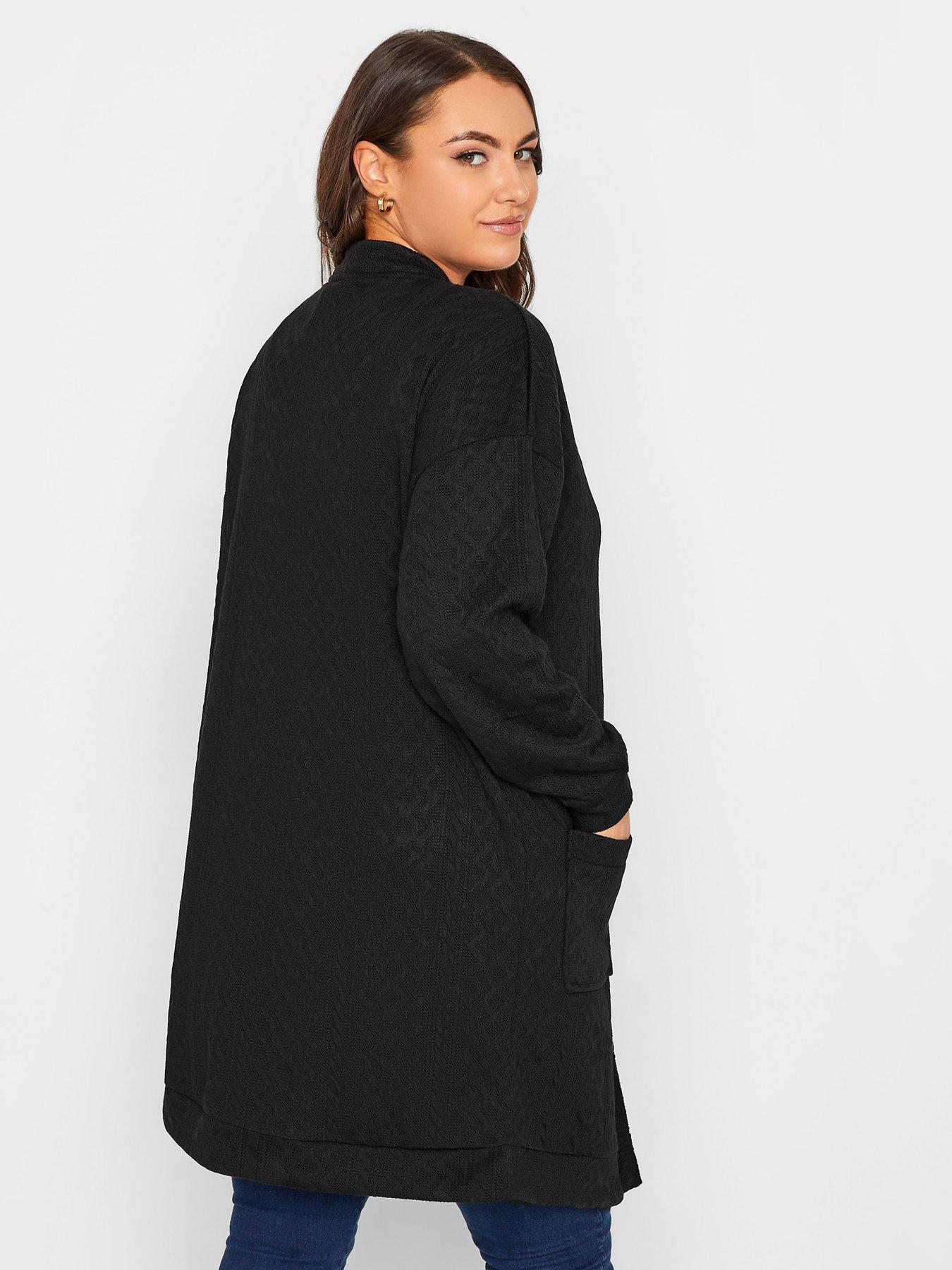 Yours Luxury Soft Touch Cable Knit Cardigan - Black