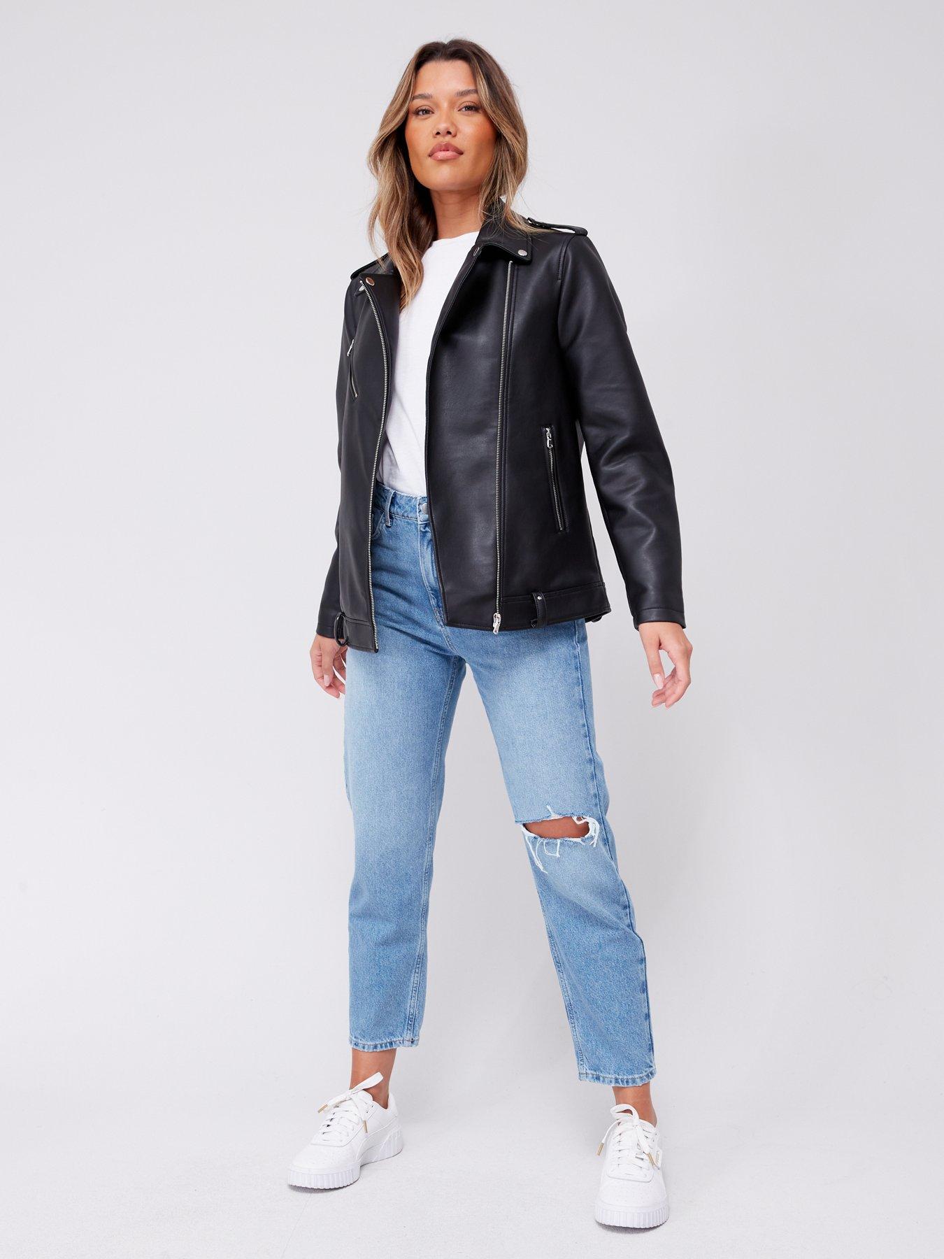 Womens longline hot sale biker jacket