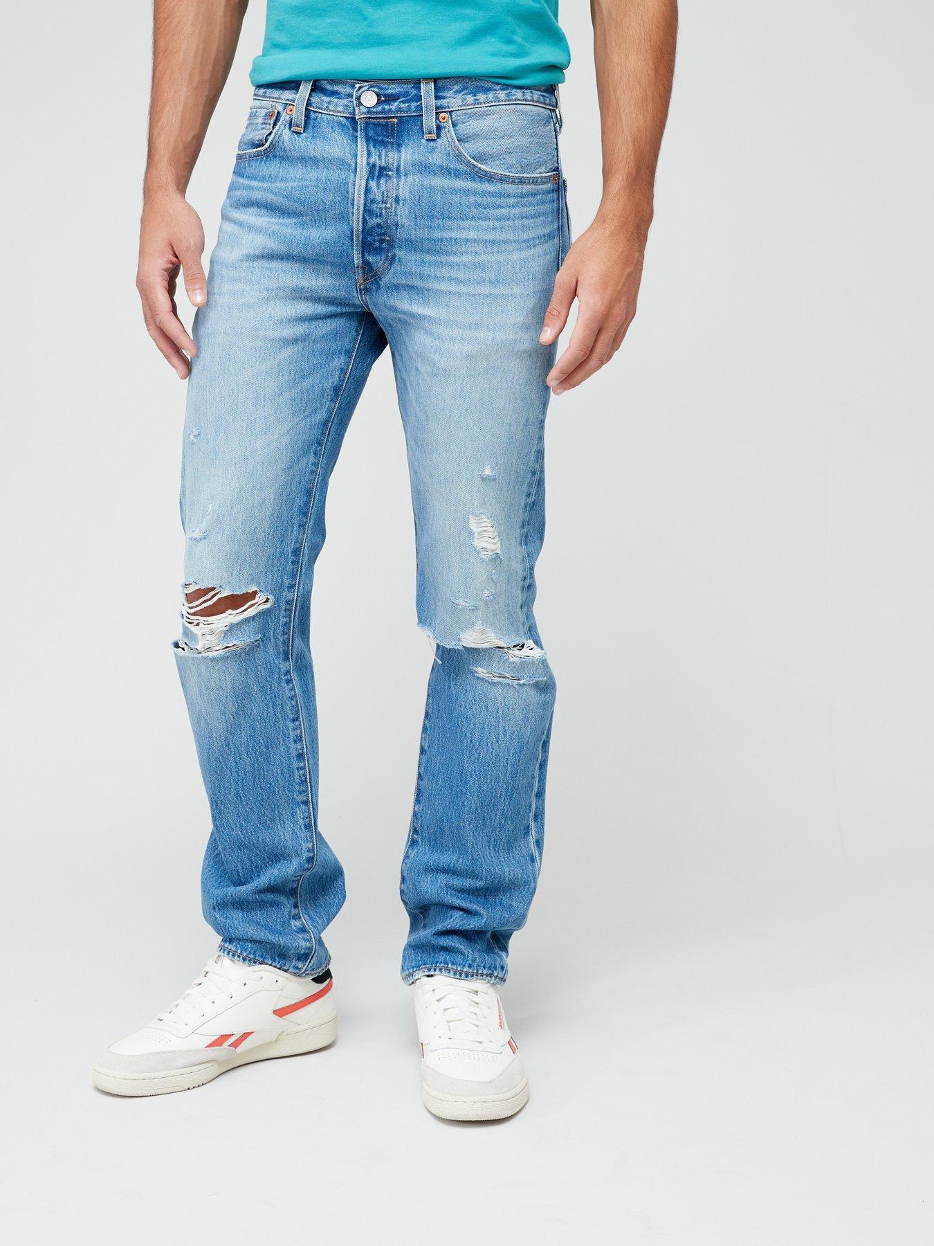 Levi's 501 light wash distressed jeans best sale