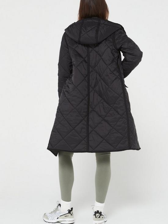 stillFront image of v-by-very-lightweight-diamond-quilted-longline-coat-black