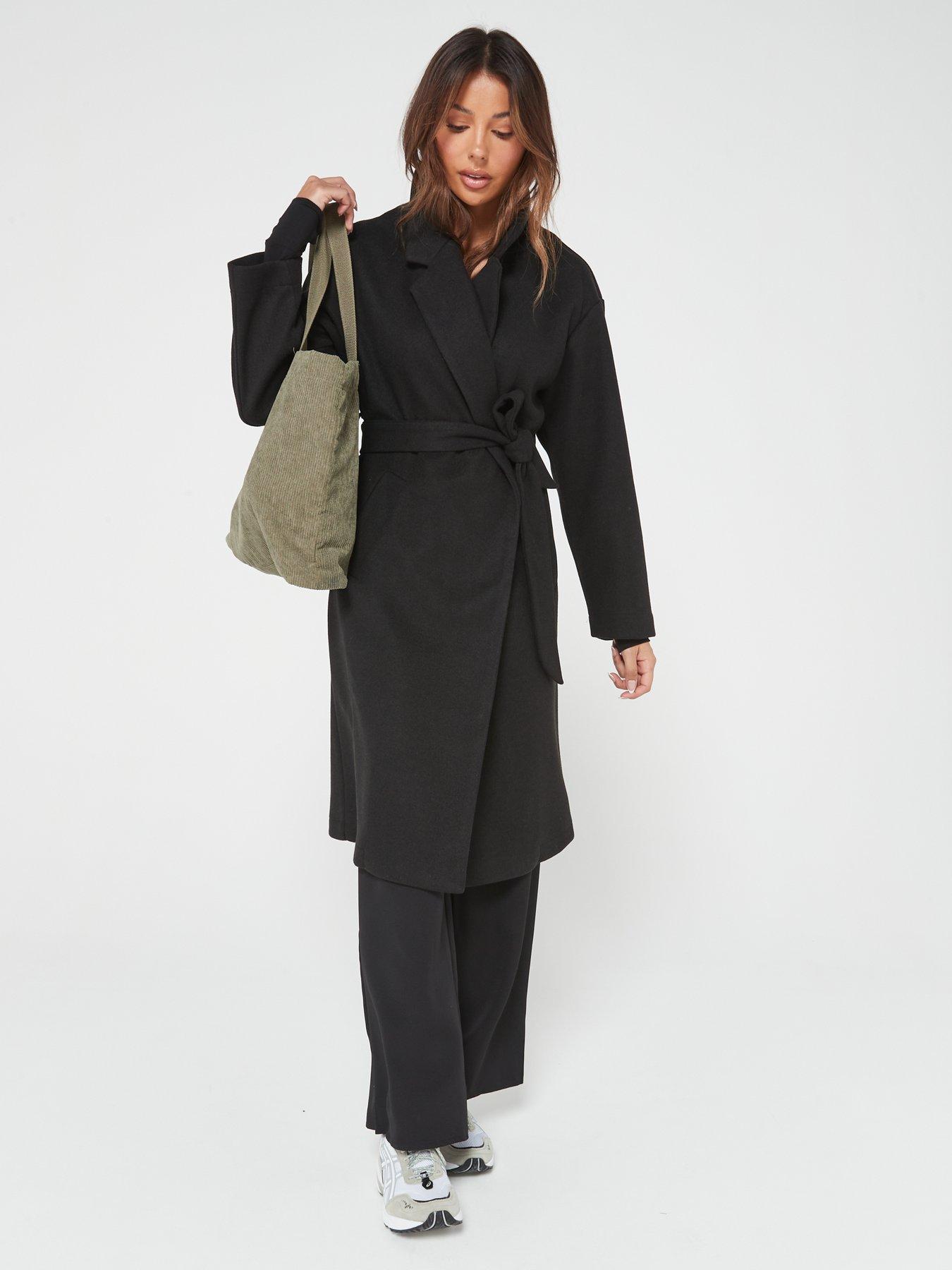 Faux Wool Wrap Coat