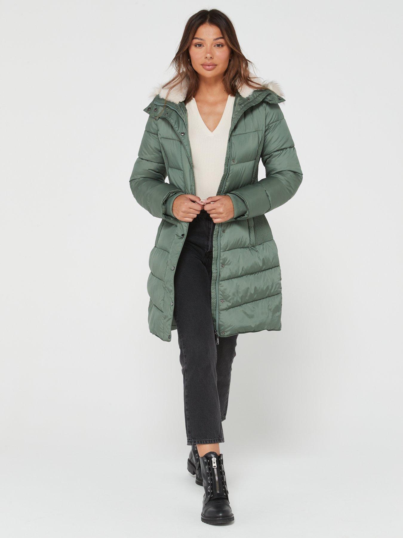 Khaki green padded on sale coat