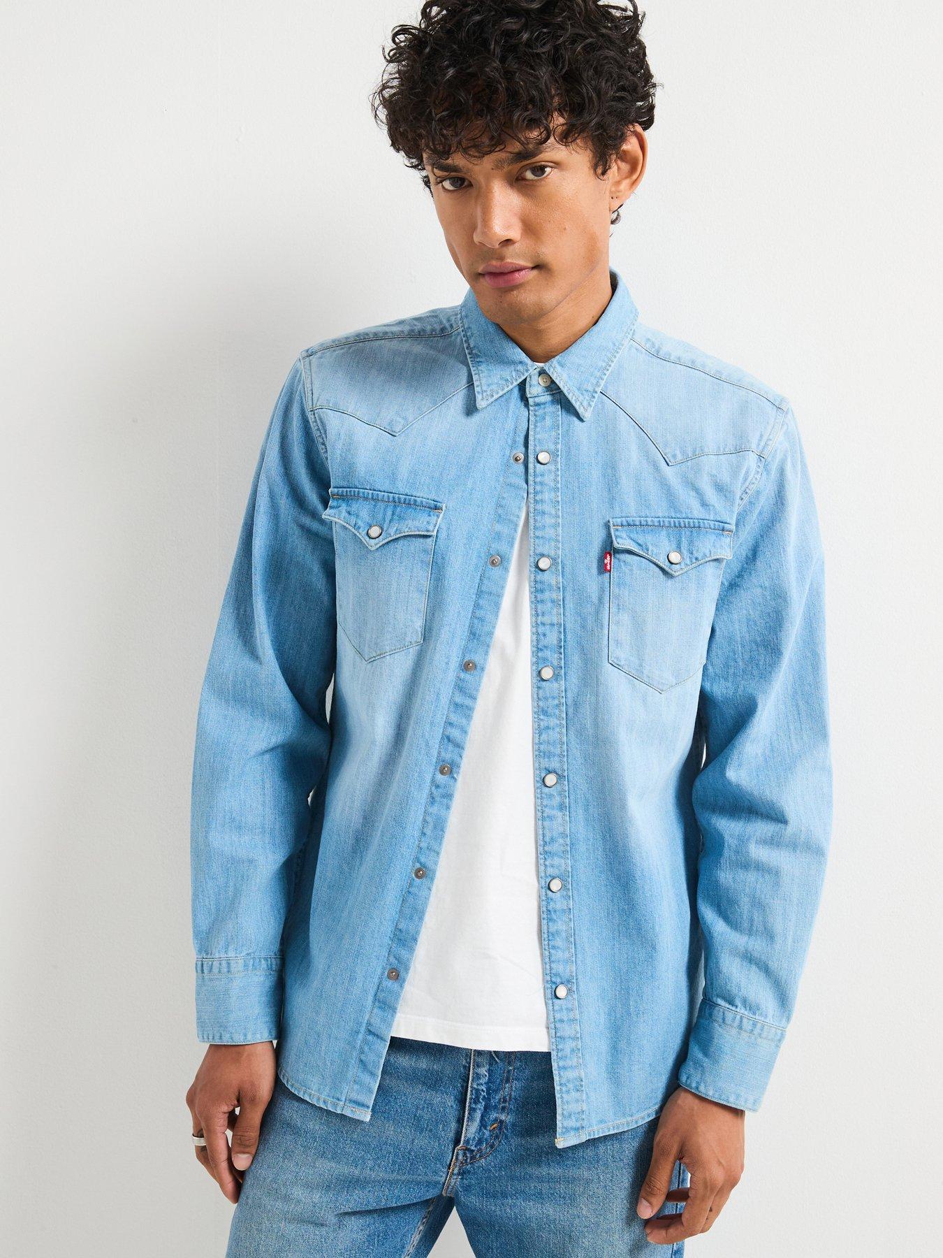 undefined Levis Barstow Denim Western Shirt - Light Blue