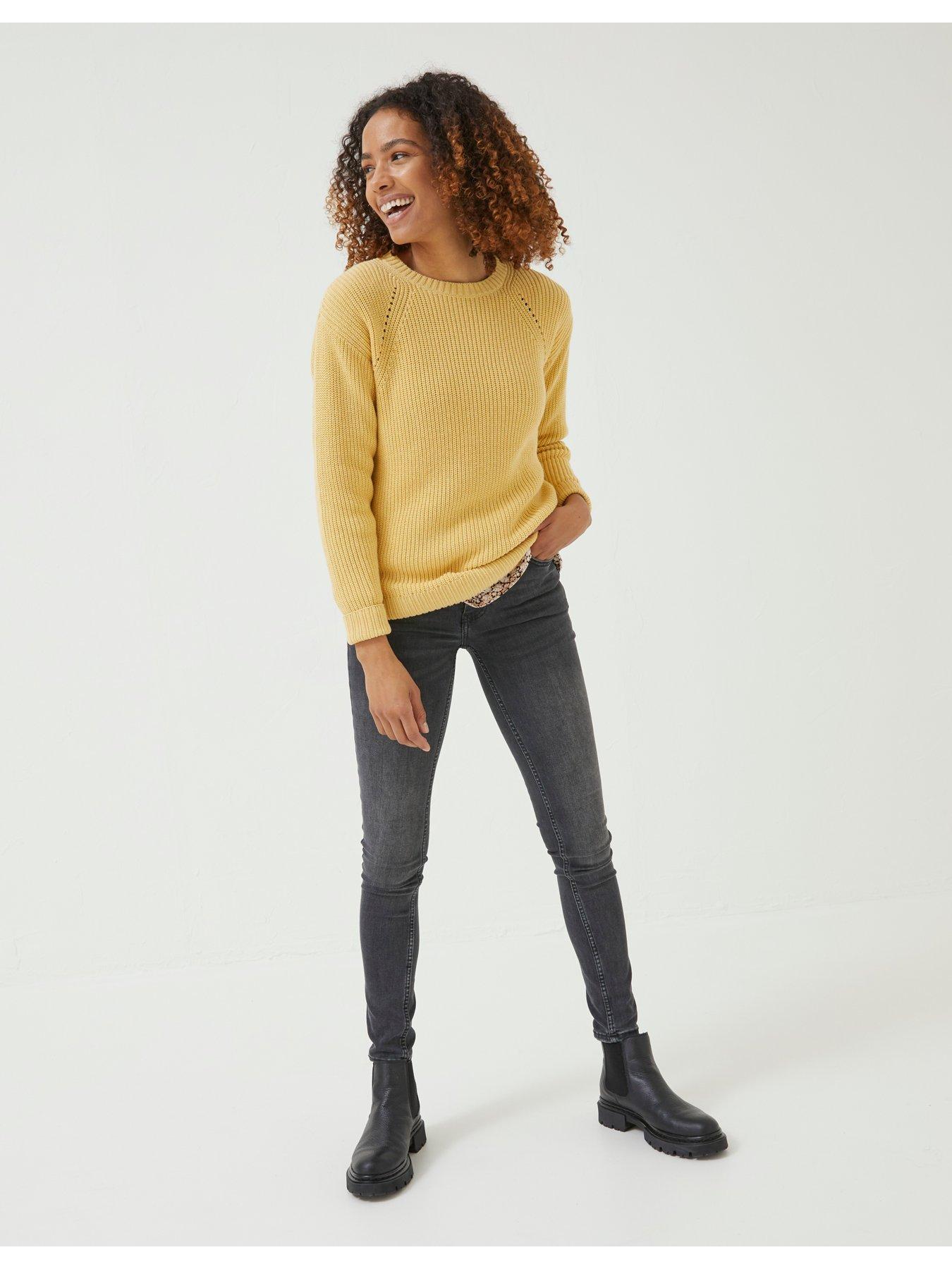 FatFace Carly Plain Jumper - Yellow | very.co.uk