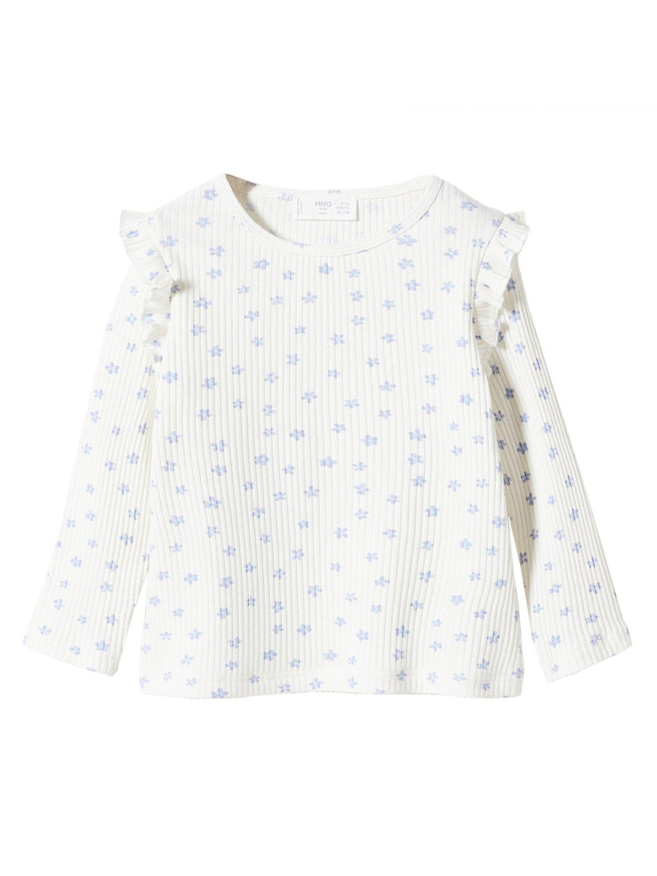 Mango Baby Girls Spot Long Sleeve TShirt White very.co.uk