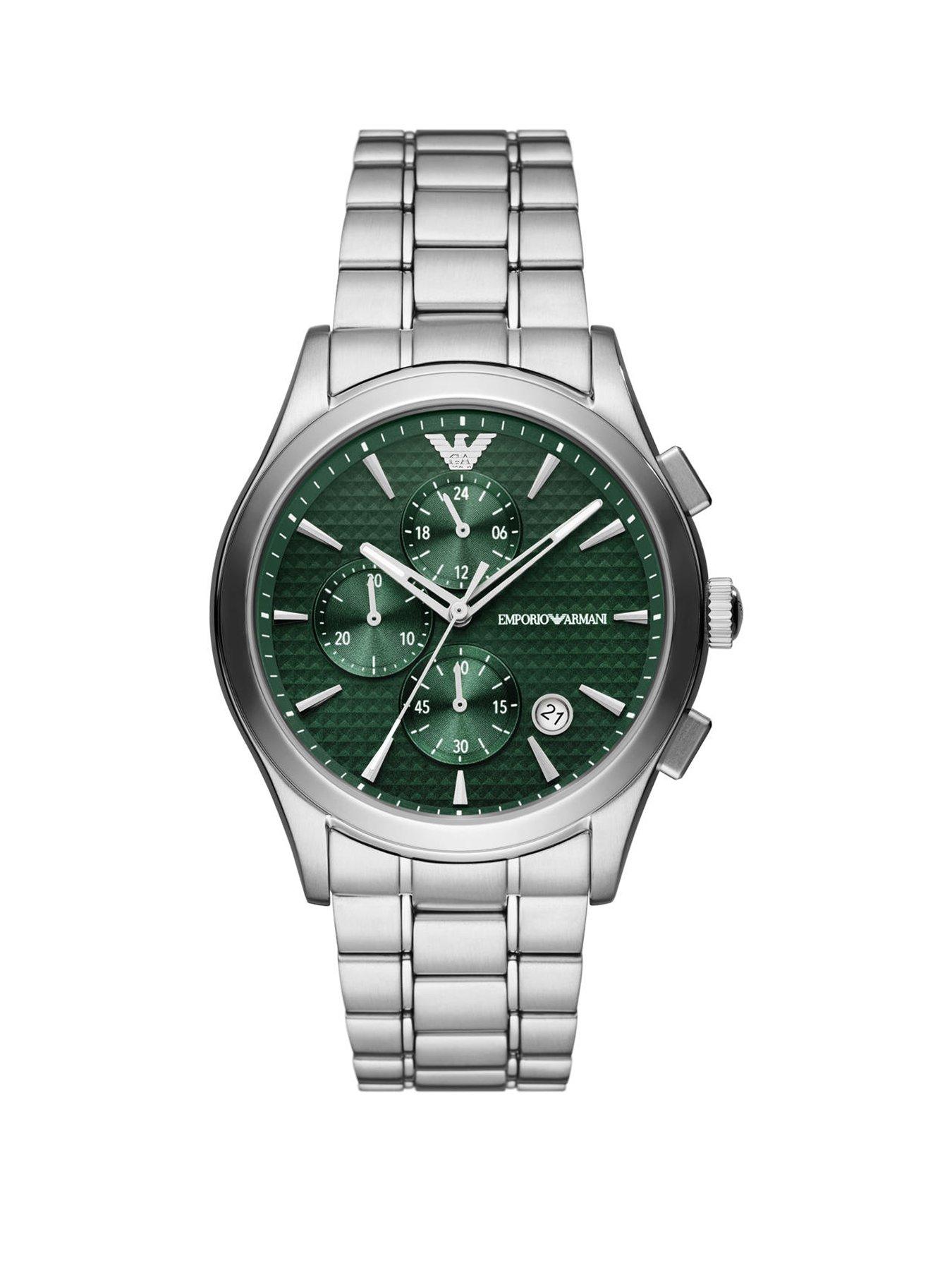 Product photograph of Emporio Armani Men S Paolo Stainless Steel Chronograph Watch from very.co.uk