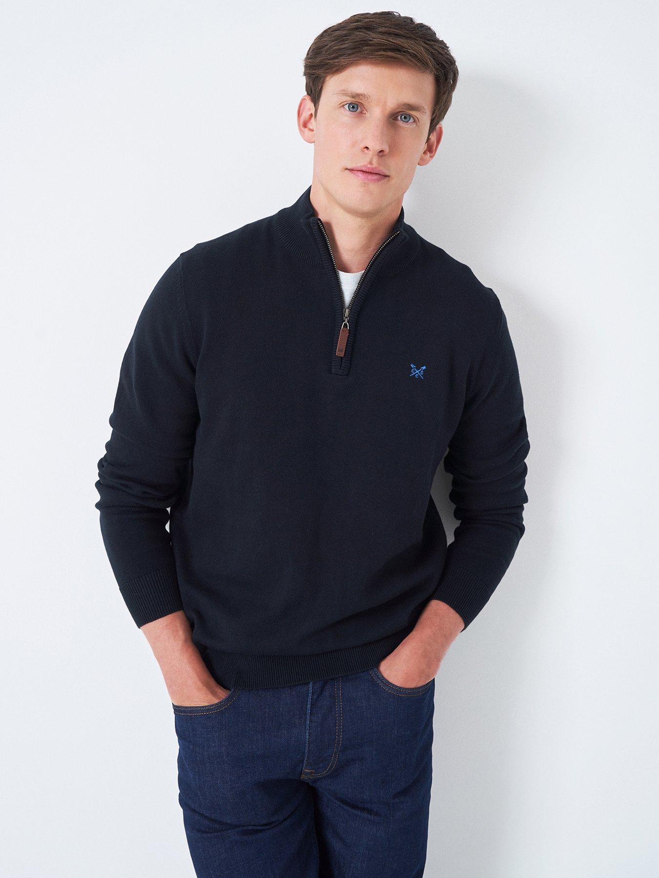 Crew Clothing Classic Half Zip Knit - Black | very.co.uk