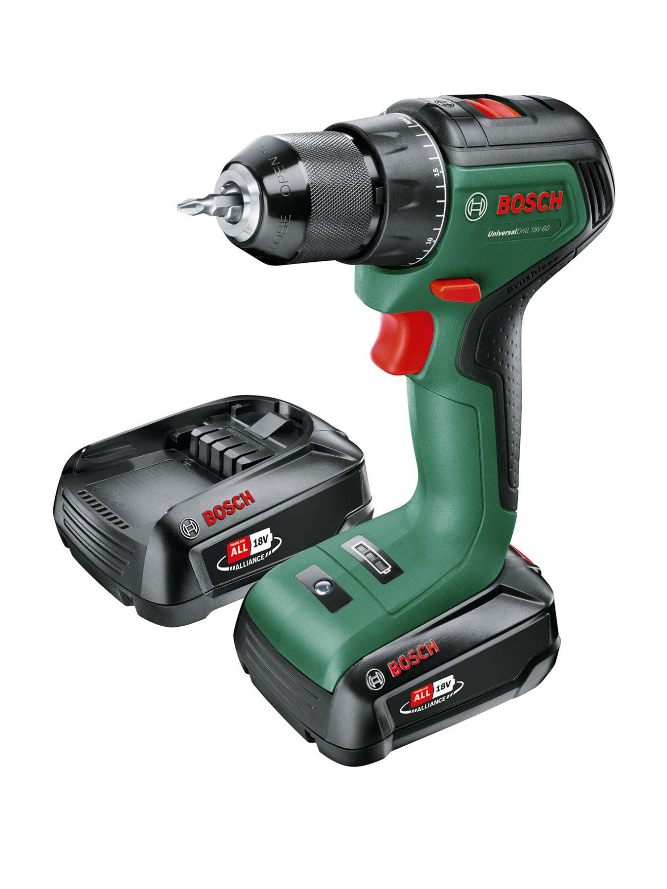 Bosch 18v cordless best sale drill with 2 batteries