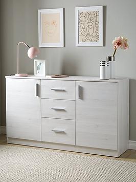 Product photograph of Everyday Panama 2 Door 3 Drawer Sideboard - White Oak - Fsc Reg Certified from very.co.uk