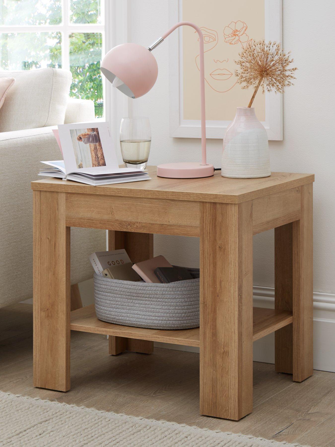 Oak effect outlet side table