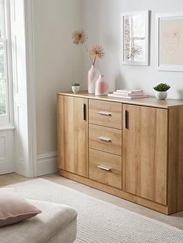Product photograph of Everyday Panama 2 Door 3 Drawer Sideboard - Dark Oak from very.co.uk