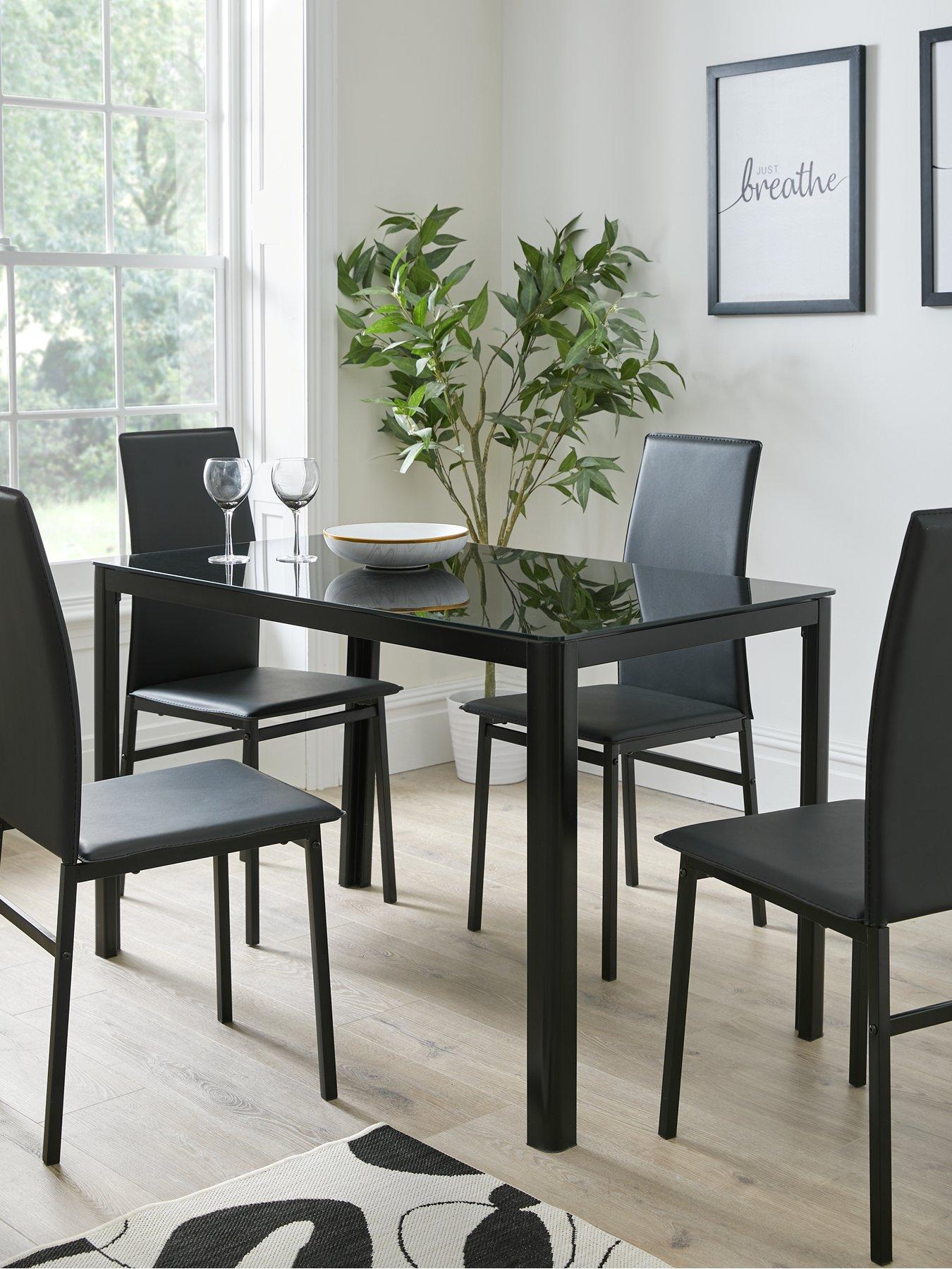 Product photograph of Everyday Naya Glass Top Dining Table 4 Chairs from very.co.uk