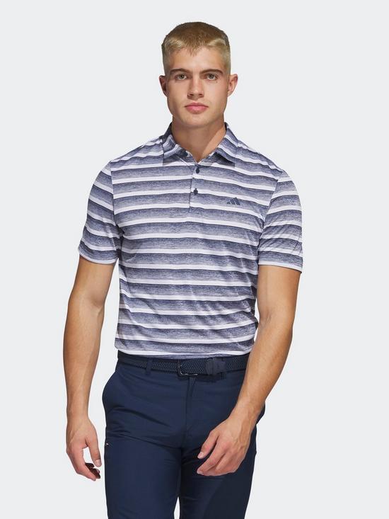 front image of adidas-golfnbsptwo-colour-stripe-polo-navy