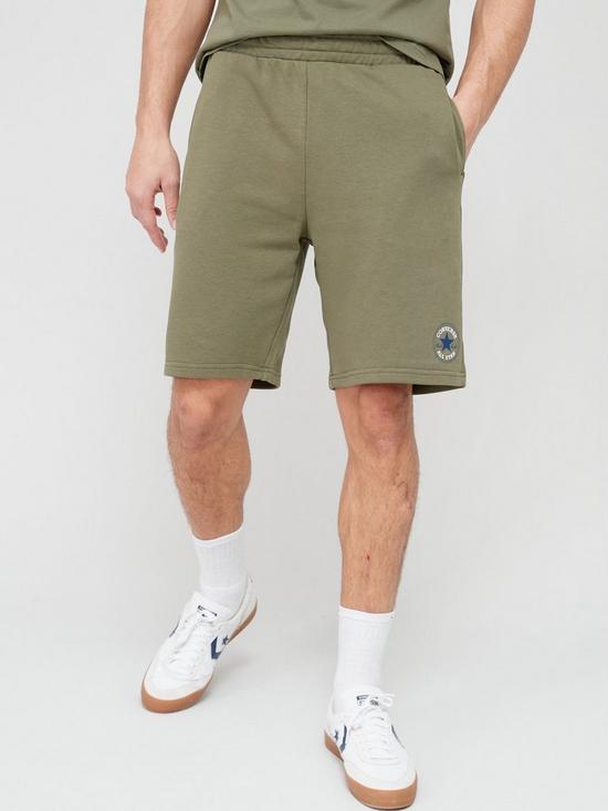 front image of converse-chuck-patch-shorts-khaki
