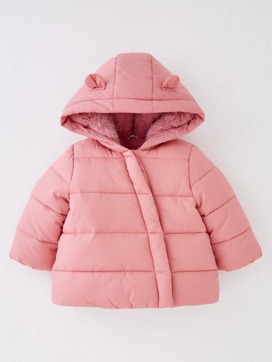 front image of mini-v-by-very-girls-padded-novelty-jacket-pink