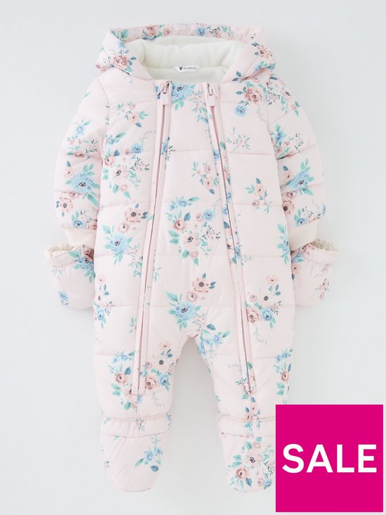 front image of mini-v-by-very-baby-girl-floral-snowsuit-multi