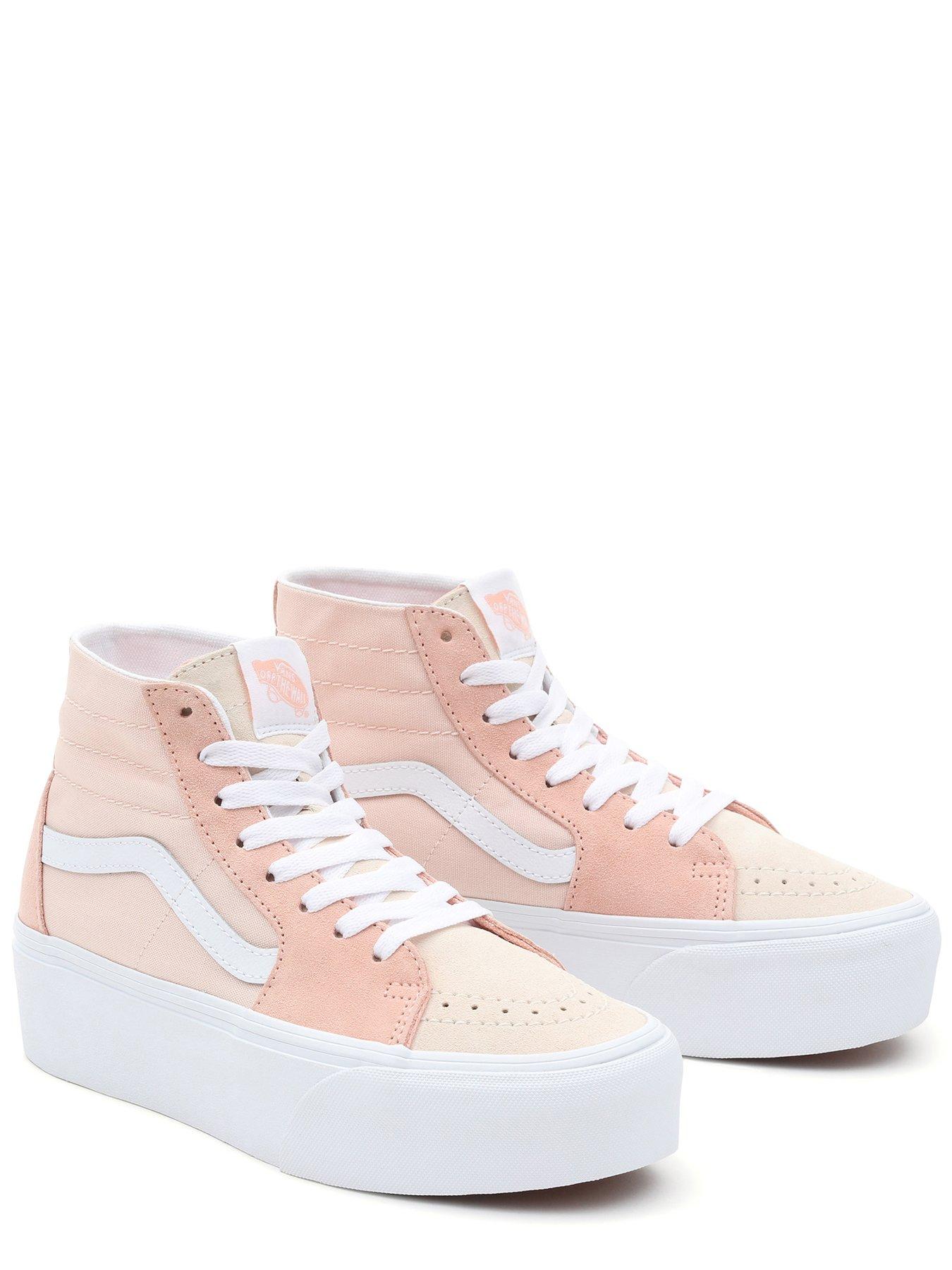 Pink and white hot sale high top vans