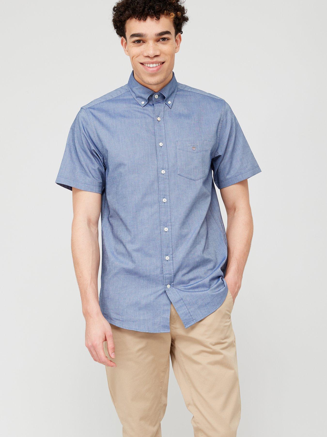 Light blue short clearance sleeve button up shirt